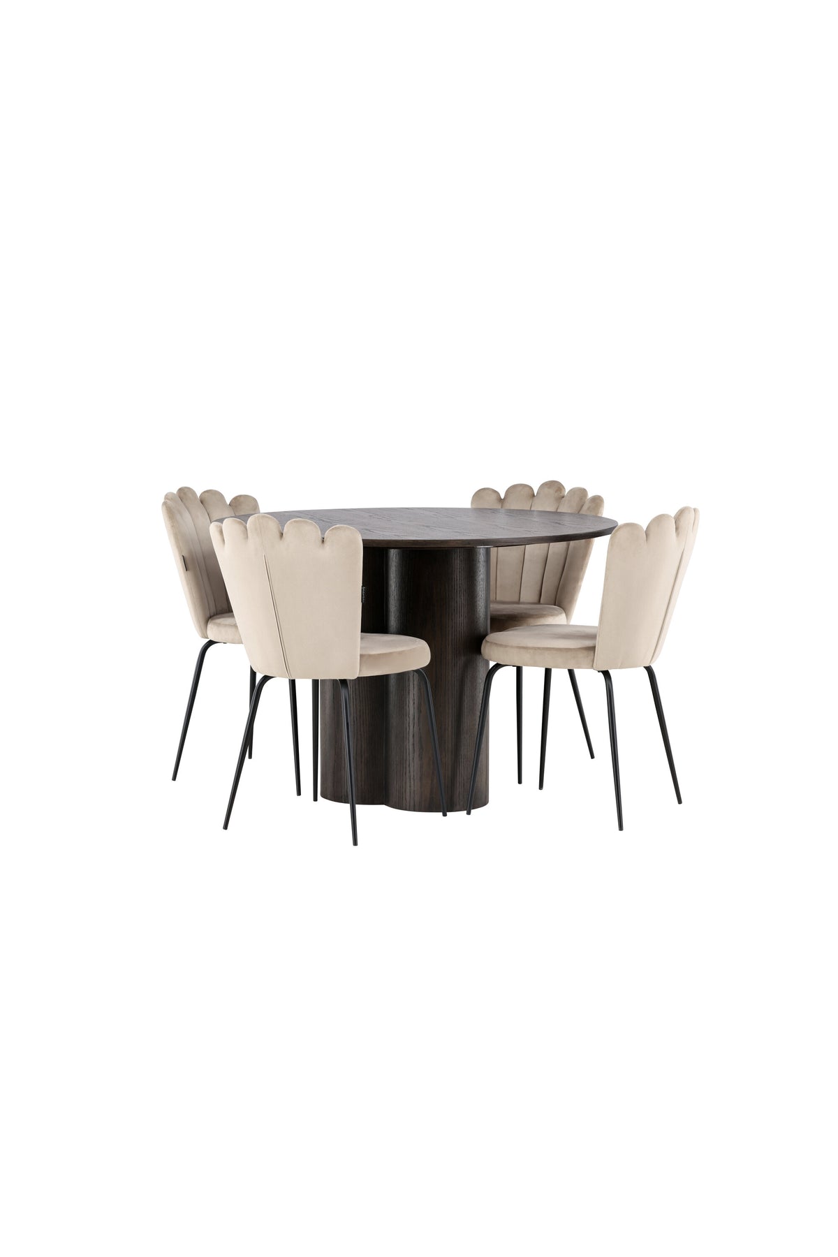Olivia Esszimmer Set + Limhamn Light ⌀110cm/4St. in Braun / Beige präsentiert im Onlineshop von KAQTU Design AG. Esszimmerset ist von Venture Home