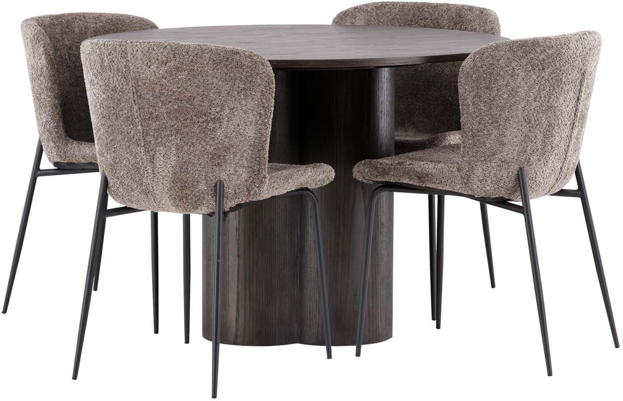 Elegantes Olivia Esszimmer Set mit 110 cm Tisch und 4 stilvollen Stühlen. Ideal für gemütliche Zusammenkünfte und modernes Wohnen.