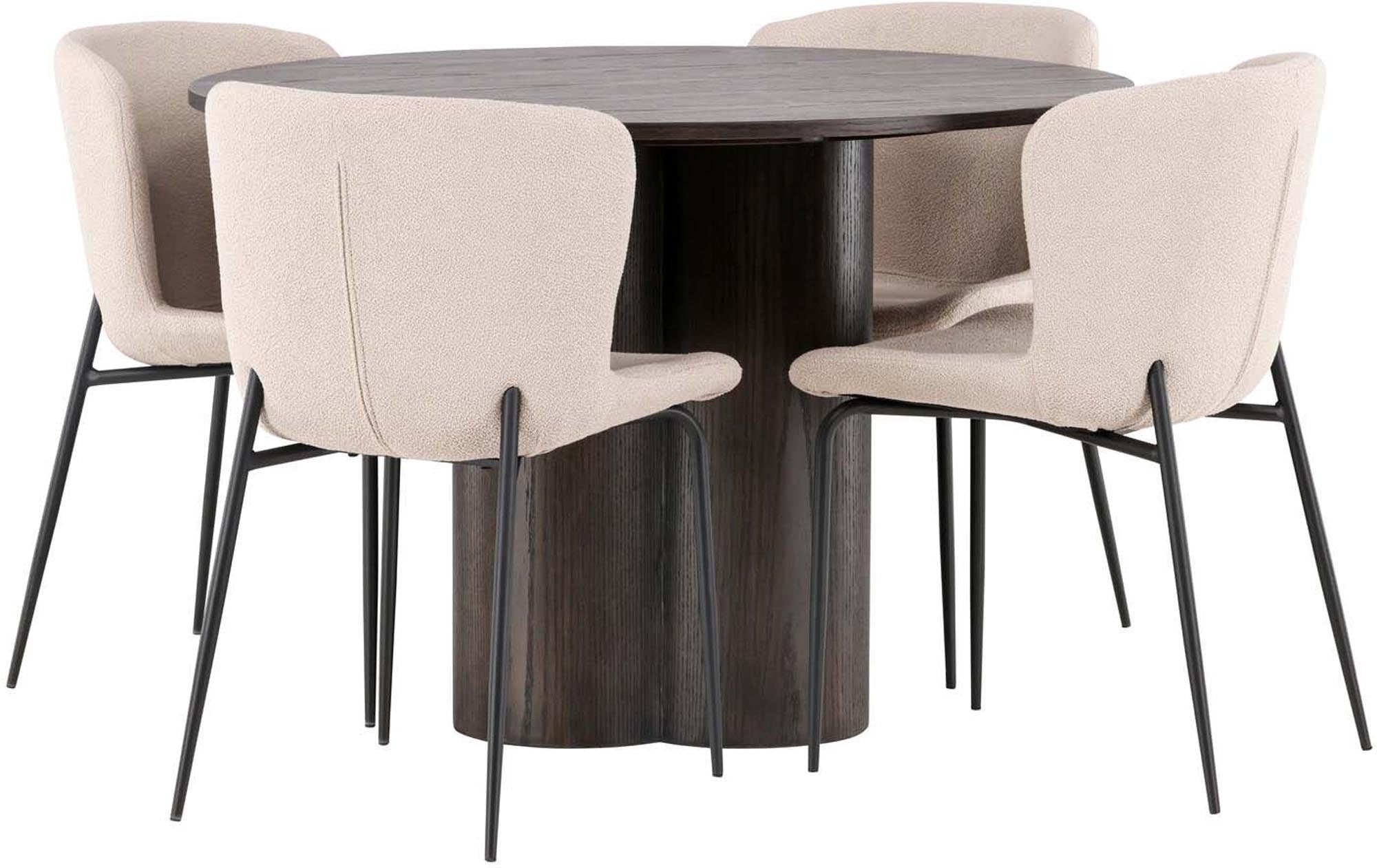 Elegantes Olivia Esszimmer Set mit 110 cm Tisch und 4 stilvollen Stühlen. Ideal für gesellige Abende und modernes Wohndesign.