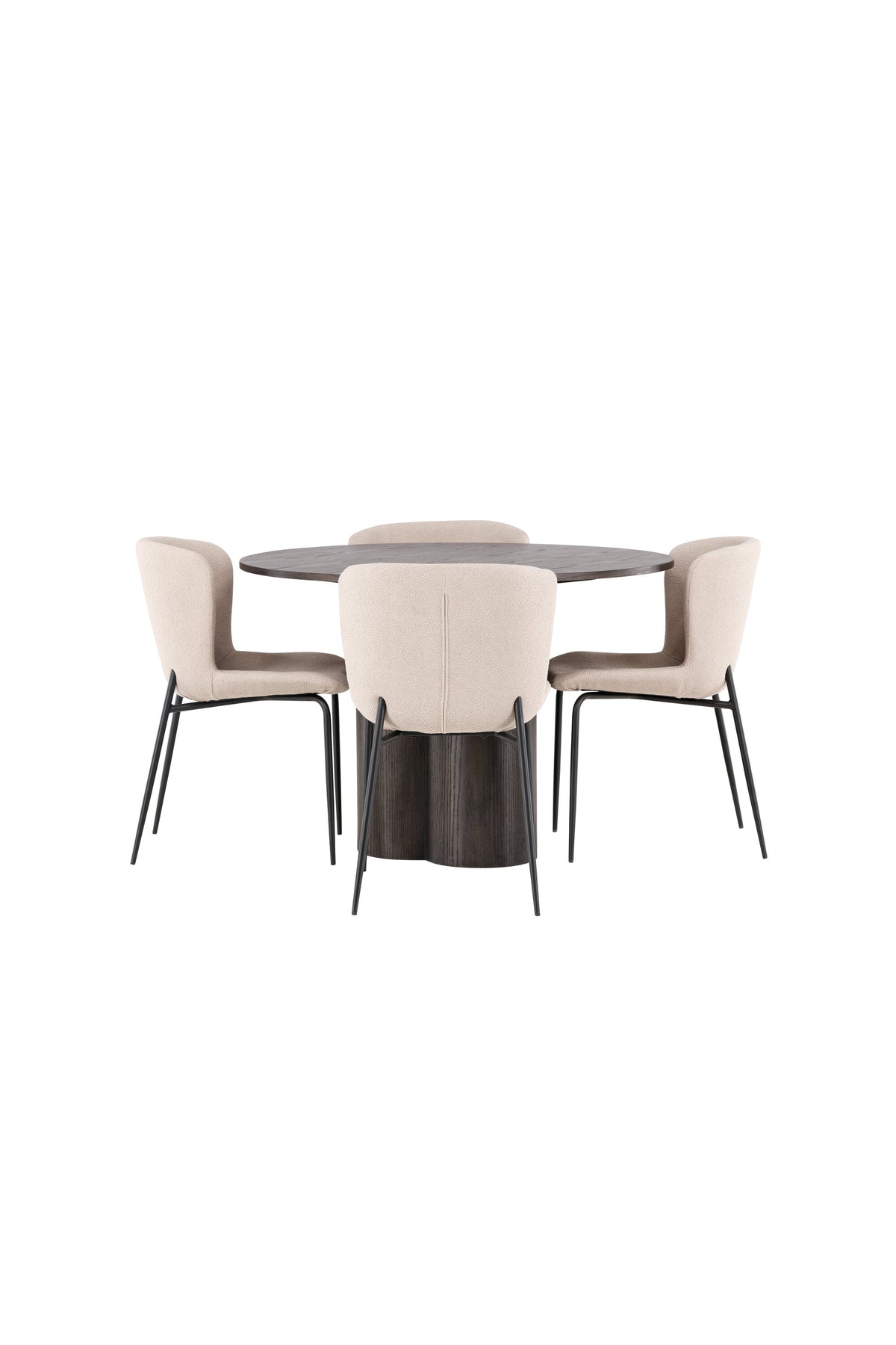 Olivia Esszimmer Set + Modesto ⌀110cm/4St. in Braun / Beige / Grau präsentiert im Onlineshop von KAQTU Design AG. Esszimmerset ist von Venture Home