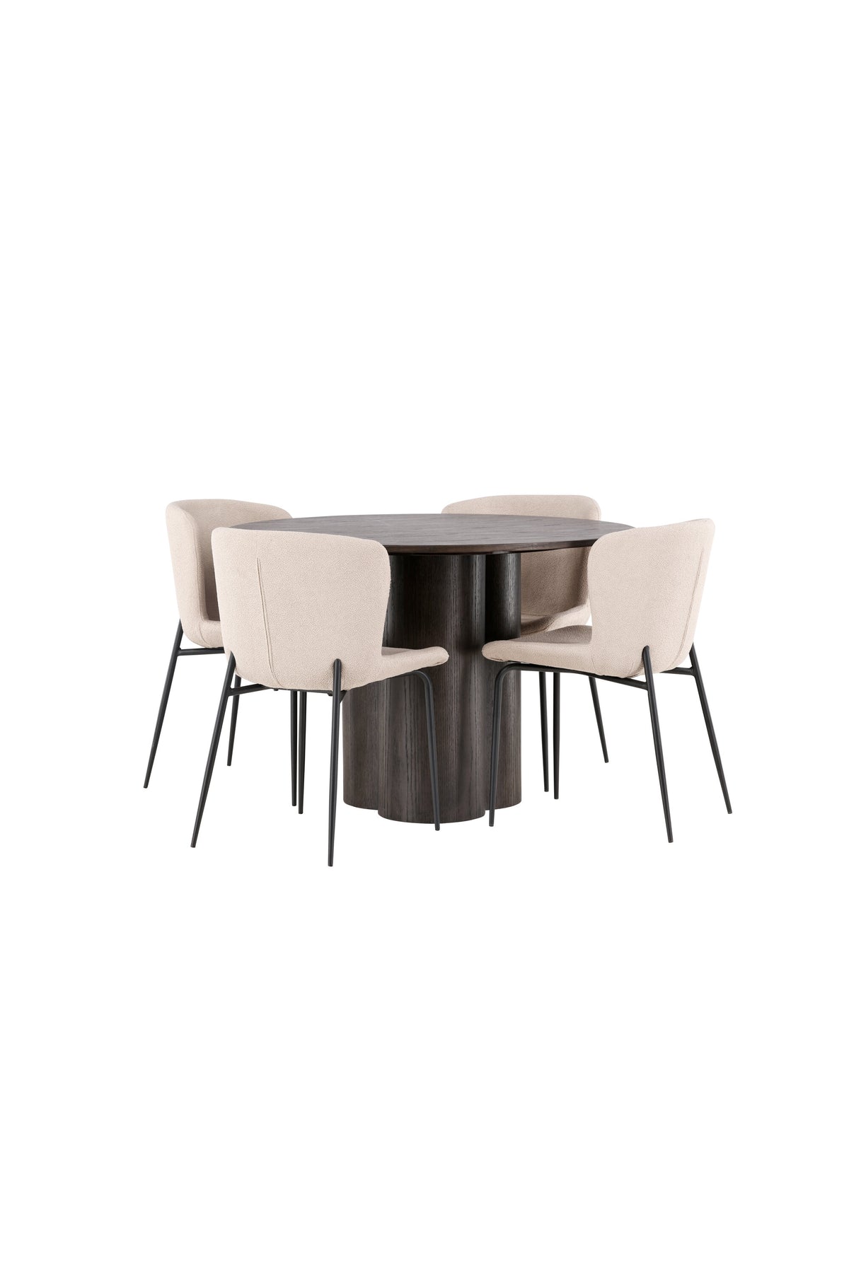 Olivia Esszimmer Set + Modesto ⌀110cm/4St. in Braun / Beige / Grau präsentiert im Onlineshop von KAQTU Design AG. Esszimmerset ist von Venture Home