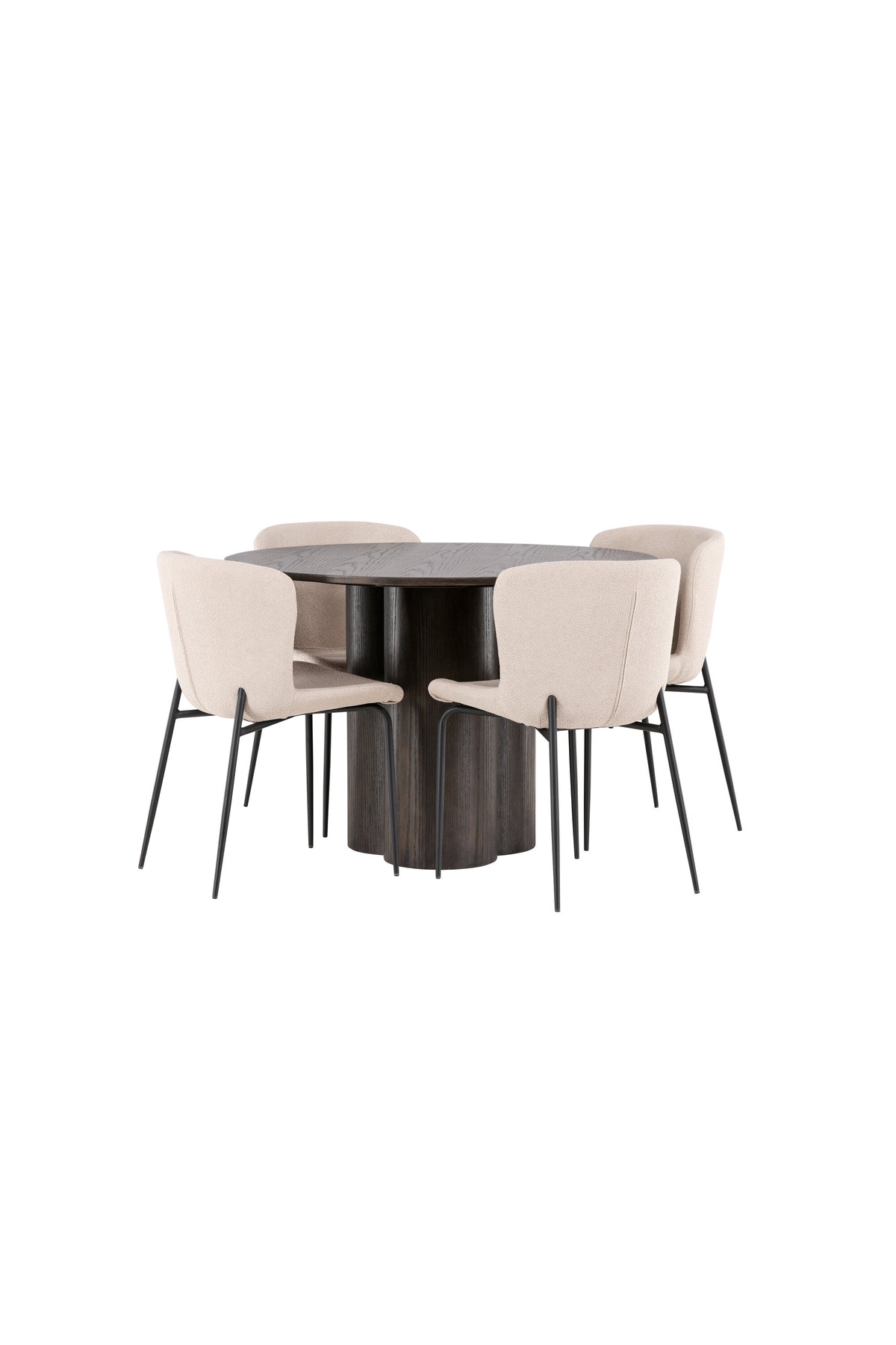 Olivia Esszimmer Set + Modesto ⌀110cm/4St. in Braun / Beige / Grau präsentiert im Onlineshop von KAQTU Design AG. Esszimmerset ist von Venture Home