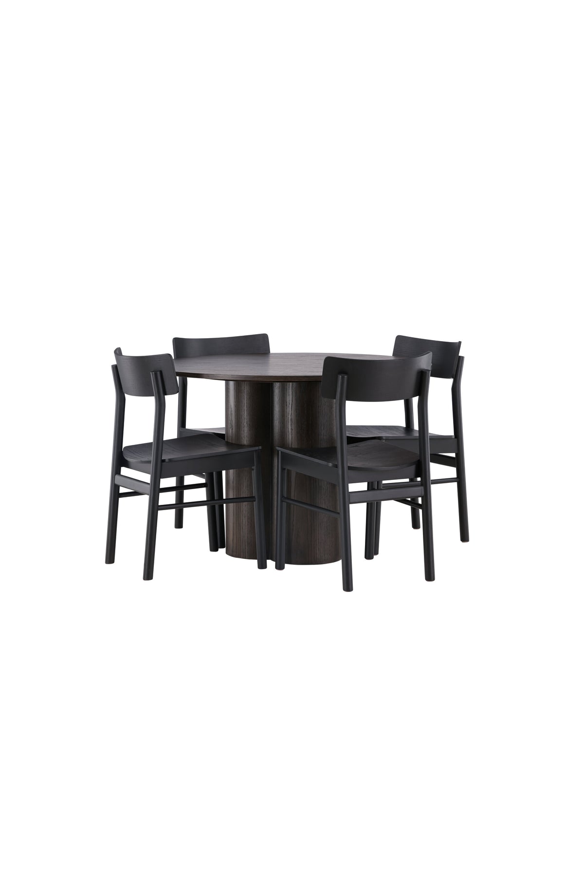 Olivia Esstisch + 4 x Montros Esszimmerstuhl in Schwarz präsentiert im Onlineshop von KAQTU Design AG. Esszimmerset ist von Venture Home