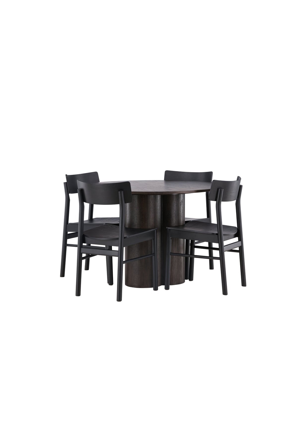 Olivia Esstisch + 4 x Montros Esszimmerstuhl in Schwarz präsentiert im Onlineshop von KAQTU Design AG. Esszimmerset ist von Venture Home