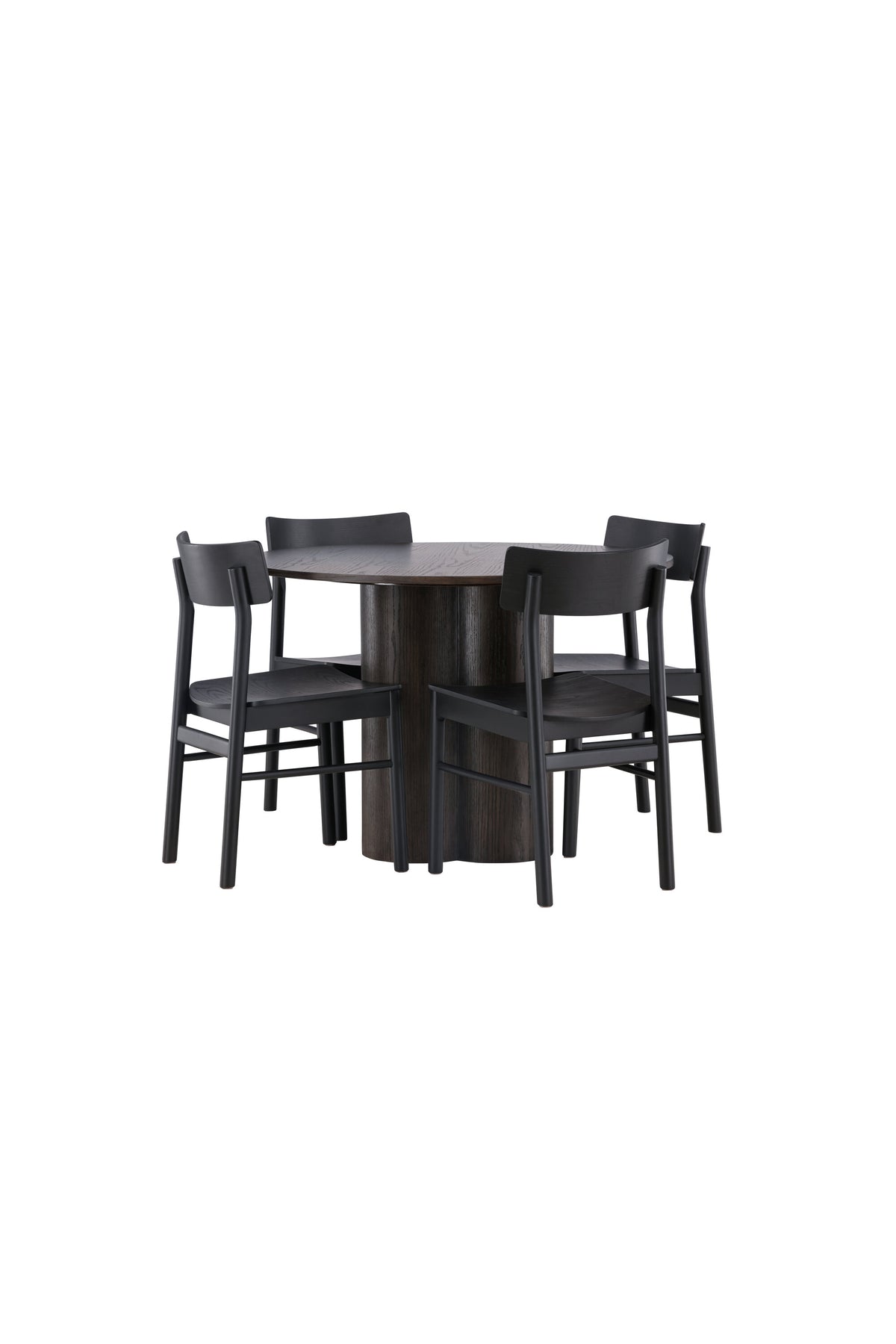 Olivia Esstisch + 4 x Montros Esszimmerstuhl in Schwarz präsentiert im Onlineshop von KAQTU Design AG. Esszimmerset ist von Venture Home