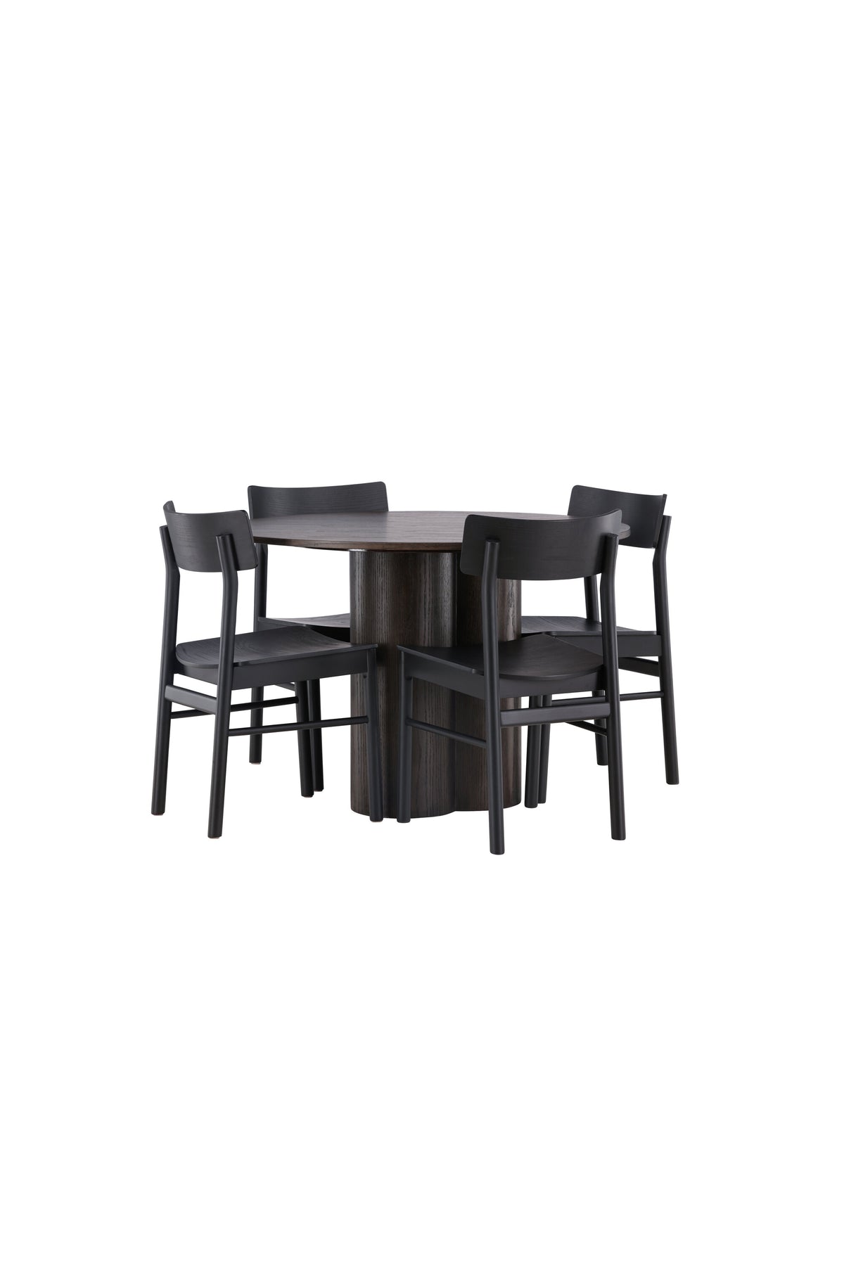 Olivia Esstisch + 4 x Montros Esszimmerstuhl in Schwarz präsentiert im Onlineshop von KAQTU Design AG. Esszimmerset ist von Venture Home