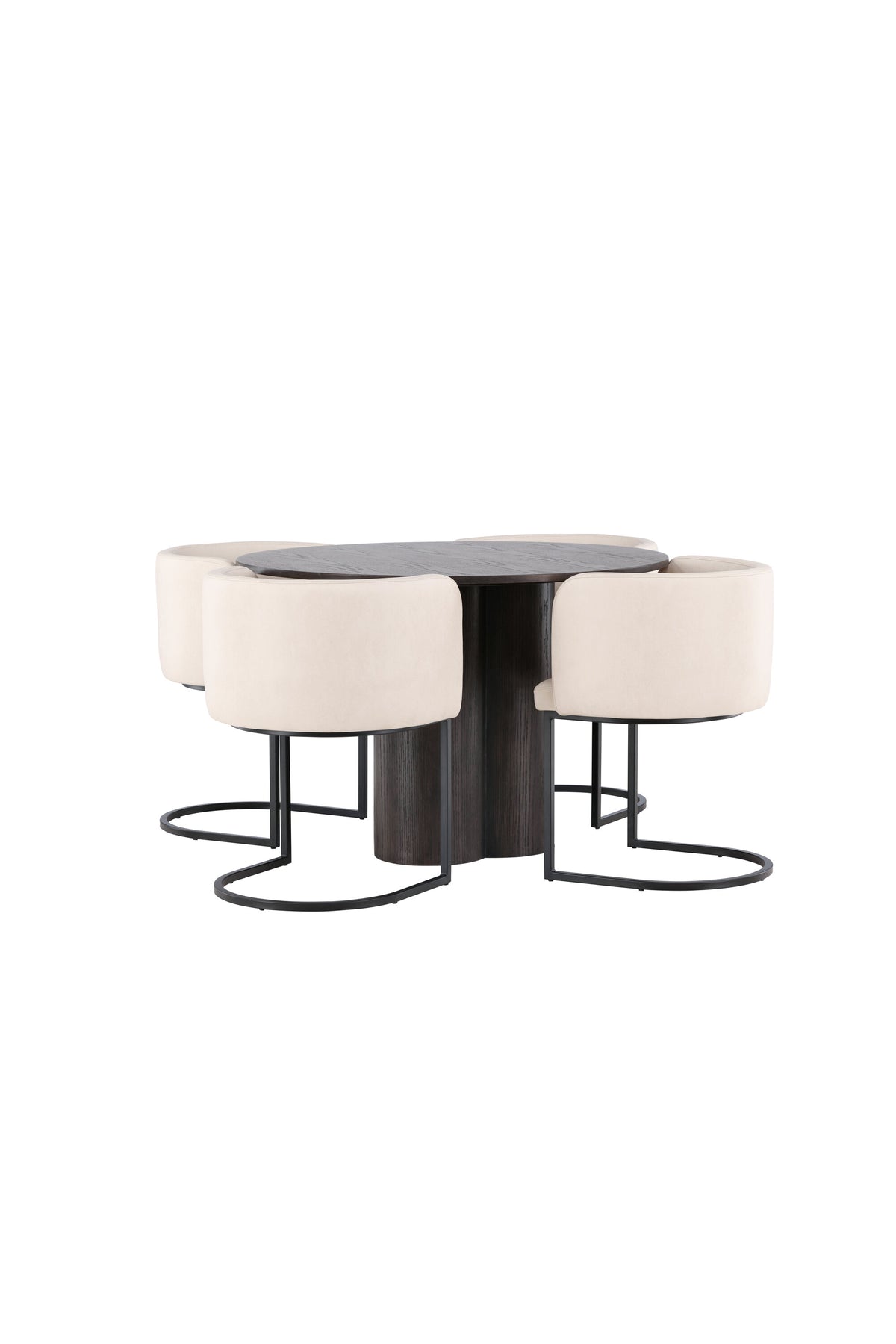 Olivia Esszimmer Set + Simrishamn ⌀110cm/4St. in Braun / Beige / Schwarz präsentiert im Onlineshop von KAQTU Design AG. Esszimmerset ist von Venture Home