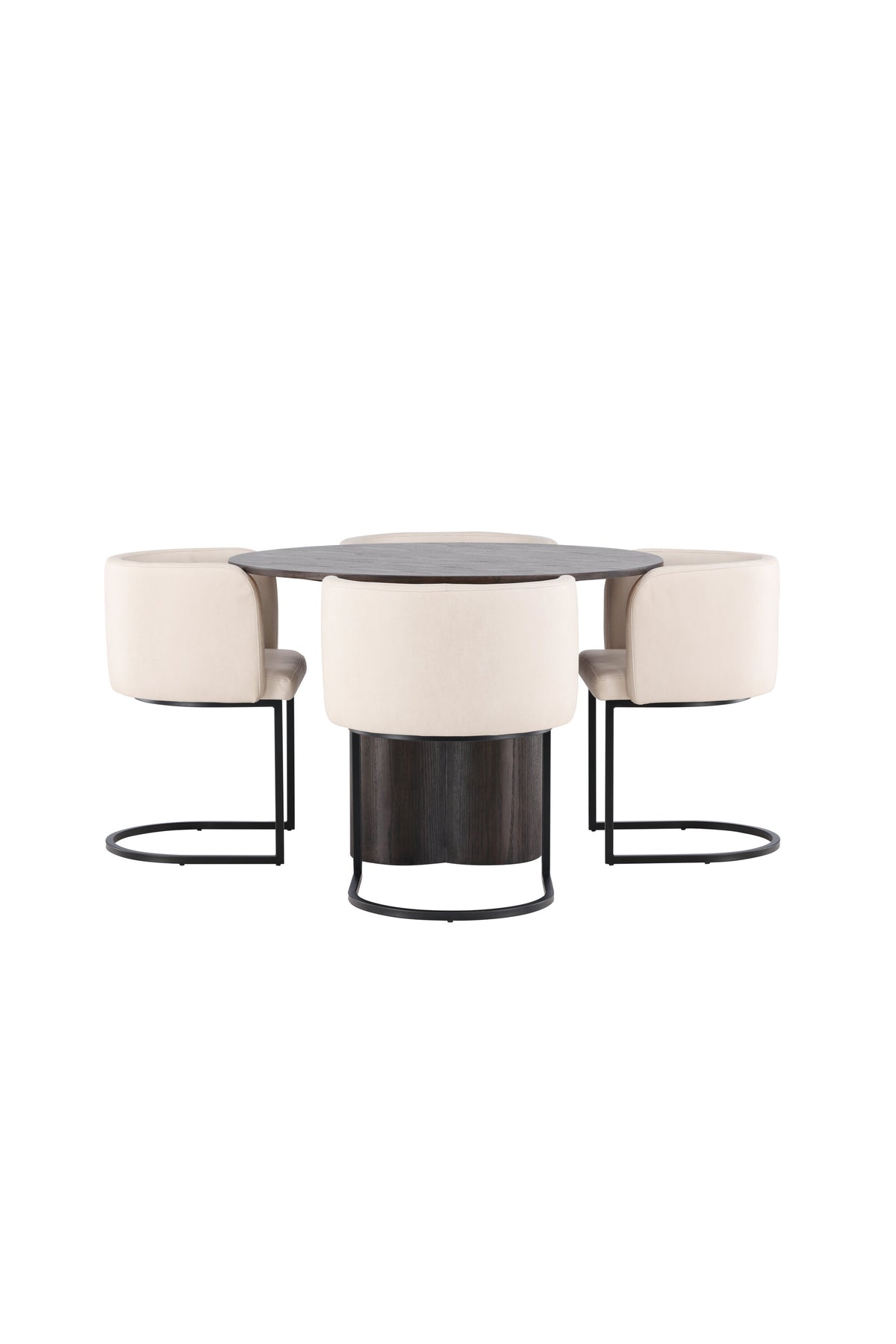 Olivia Esszimmer Set + Simrishamn ⌀110cm/4St. in Braun / Beige / Schwarz präsentiert im Onlineshop von KAQTU Design AG. Esszimmerset ist von Venture Home