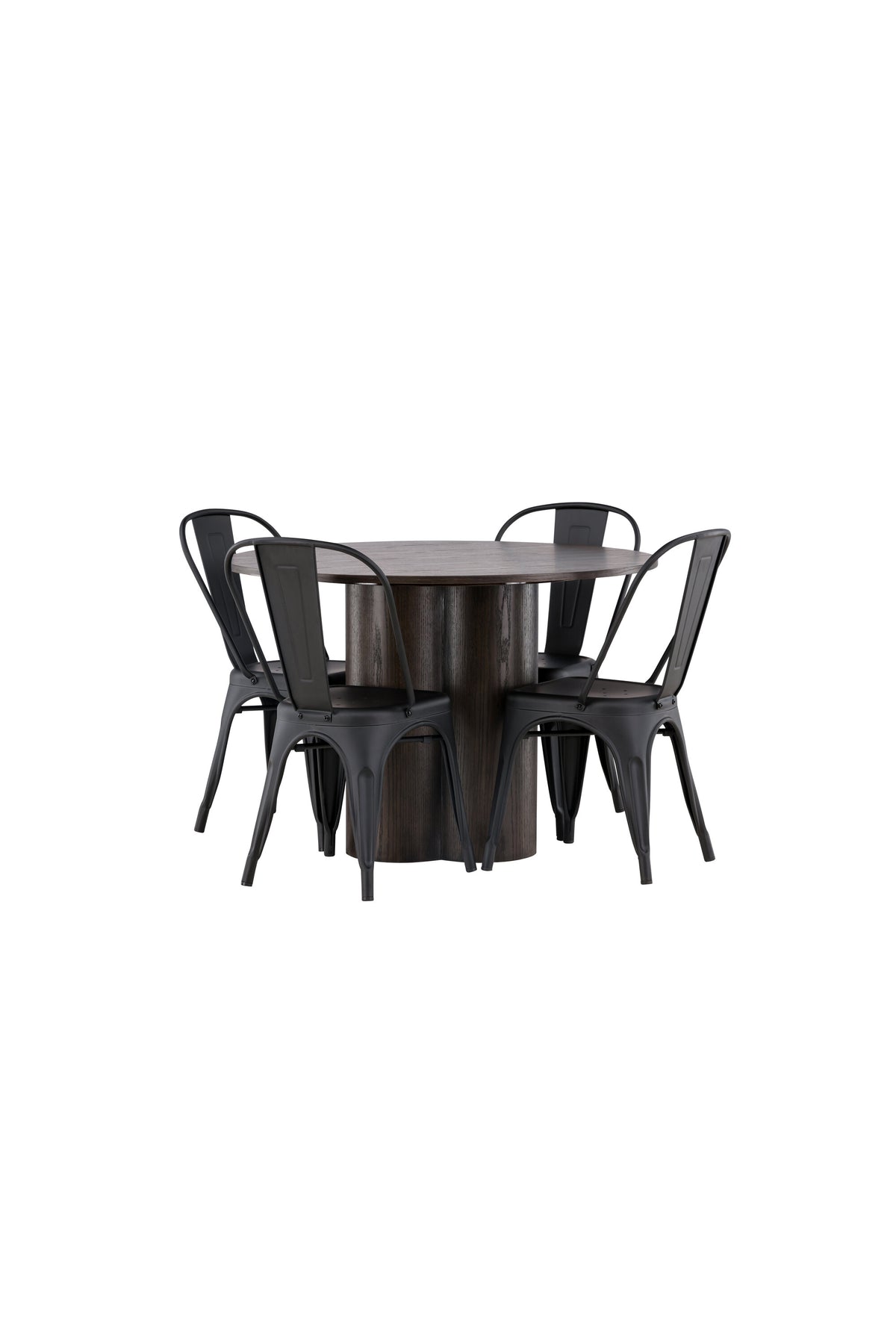 Olivia Esszimmer Set + Tempe ⌀110cm/4St. in Braun / Schwarz präsentiert im Onlineshop von KAQTU Design AG. Esszimmerset ist von Venture Home