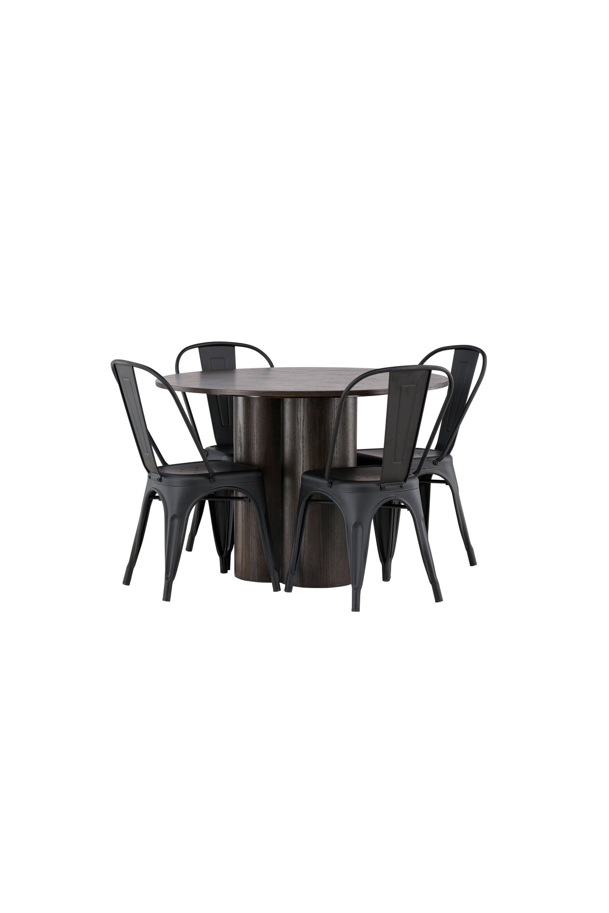 Olivia Esszimmer Set + Tempe ⌀110cm/4St. in Braun / Schwarz präsentiert im Onlineshop von KAQTU Design AG. Esszimmerset ist von Venture Home