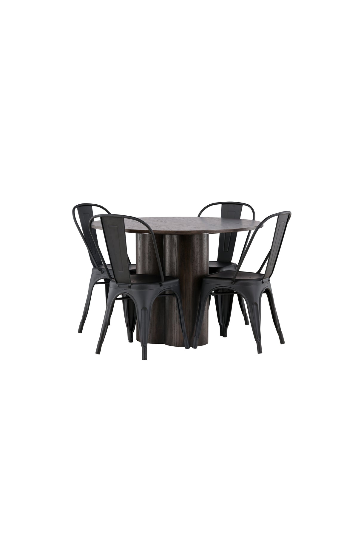 Olivia Esszimmer Set + Tempe ⌀110cm/4St. in Braun / Schwarz präsentiert im Onlineshop von KAQTU Design AG. Esszimmerset ist von Venture Home