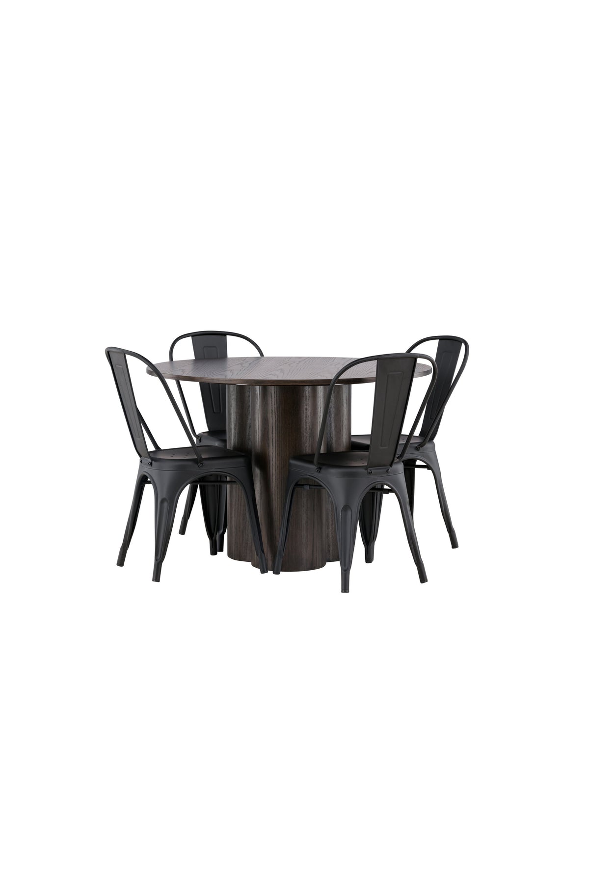Olivia Esszimmer Set + Tempe ⌀110cm/4St. in Braun / Schwarz präsentiert im Onlineshop von KAQTU Design AG. Esszimmerset ist von Venture Home