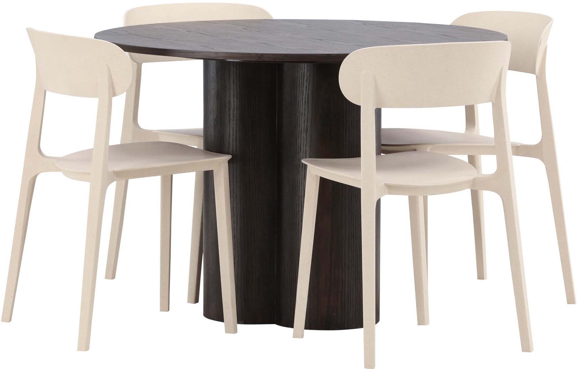 Modernes Olivia Esszimmer Set mit Astol Tisch, 110cm, 4 Stühle.