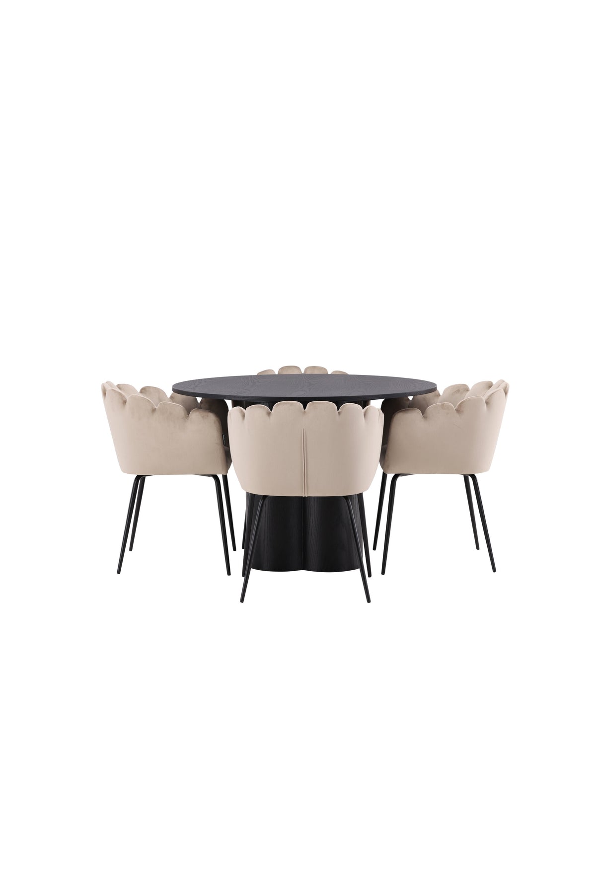 Olivia Esszimmer Set + Limhamn ⌀110cm/4St. in Schwarz / Beige präsentiert im Onlineshop von KAQTU Design AG. Esszimmerset ist von Venture Home