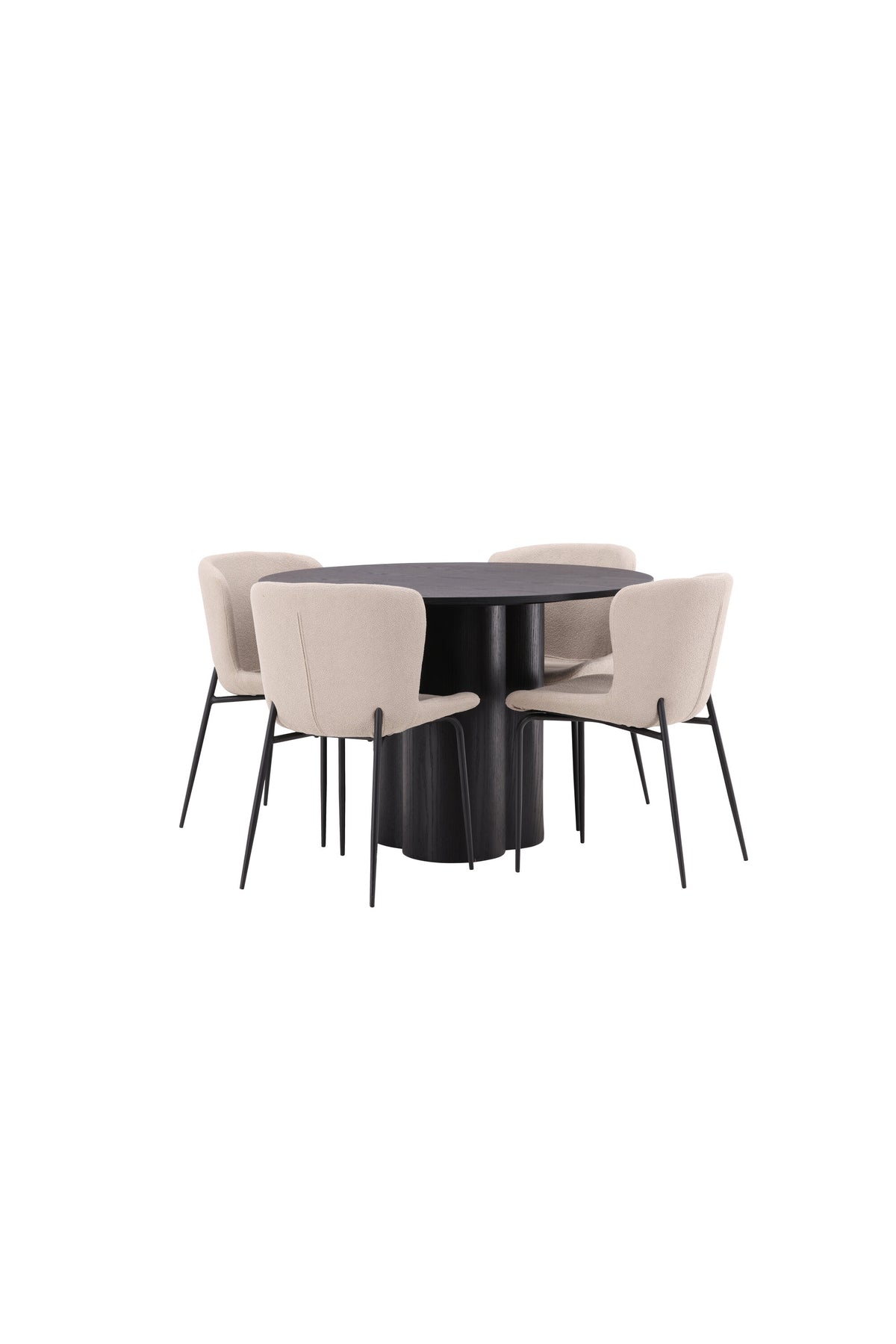 Olivia Esszimmer Set + Modesto ⌀110cm/4St. in Schwarz / Beige präsentiert im Onlineshop von KAQTU Design AG. Esszimmerset ist von Venture Home