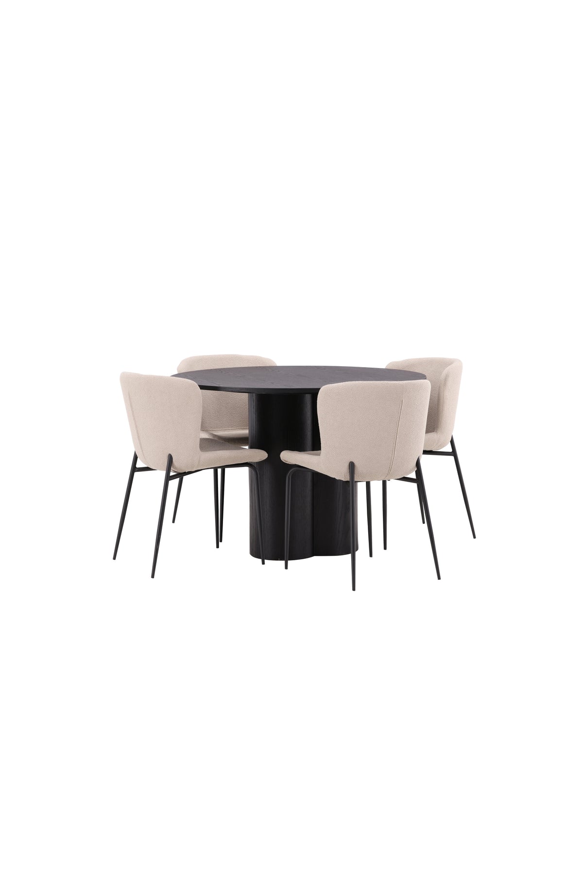 Olivia Esszimmer Set + Modesto ⌀110cm/4St. in Schwarz / Beige präsentiert im Onlineshop von KAQTU Design AG. Esszimmerset ist von Venture Home
