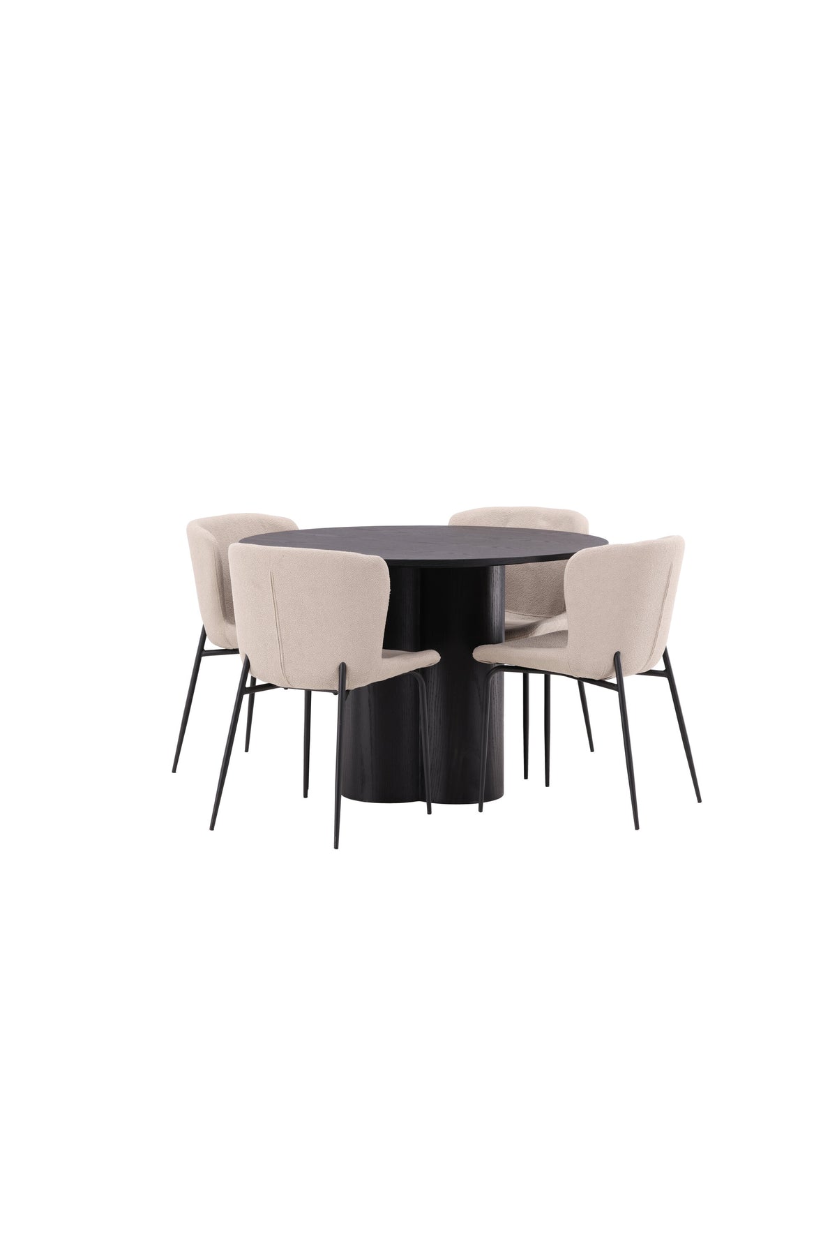Olivia Esszimmer Set + Modesto ⌀110cm/4St. in Schwarz / Beige präsentiert im Onlineshop von KAQTU Design AG. Esszimmerset ist von Venture Home