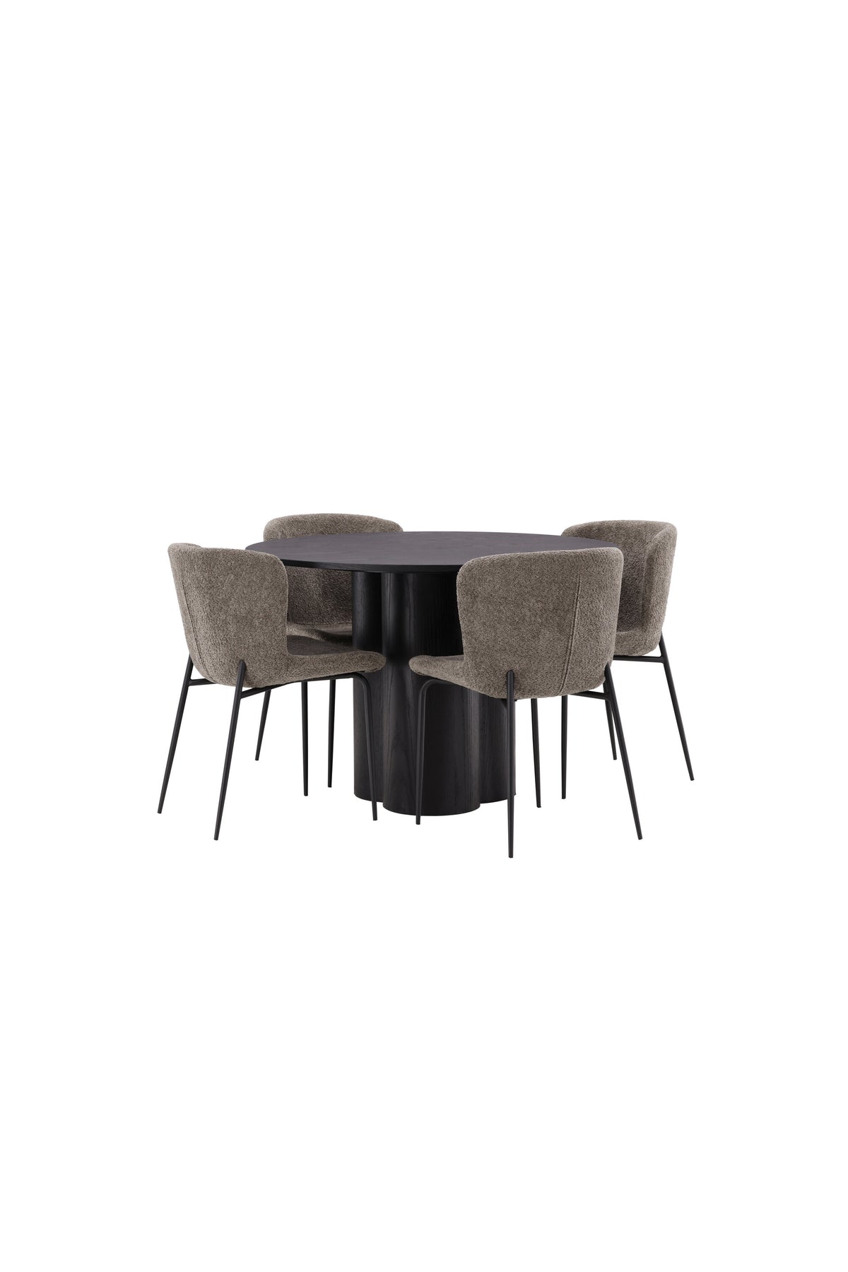Olivia Esszimmer Set + Modesto ⌀110cm/4St. in Schwarz / Beige / Grau präsentiert im Onlineshop von KAQTU Design AG. Esszimmerset ist von Venture Home