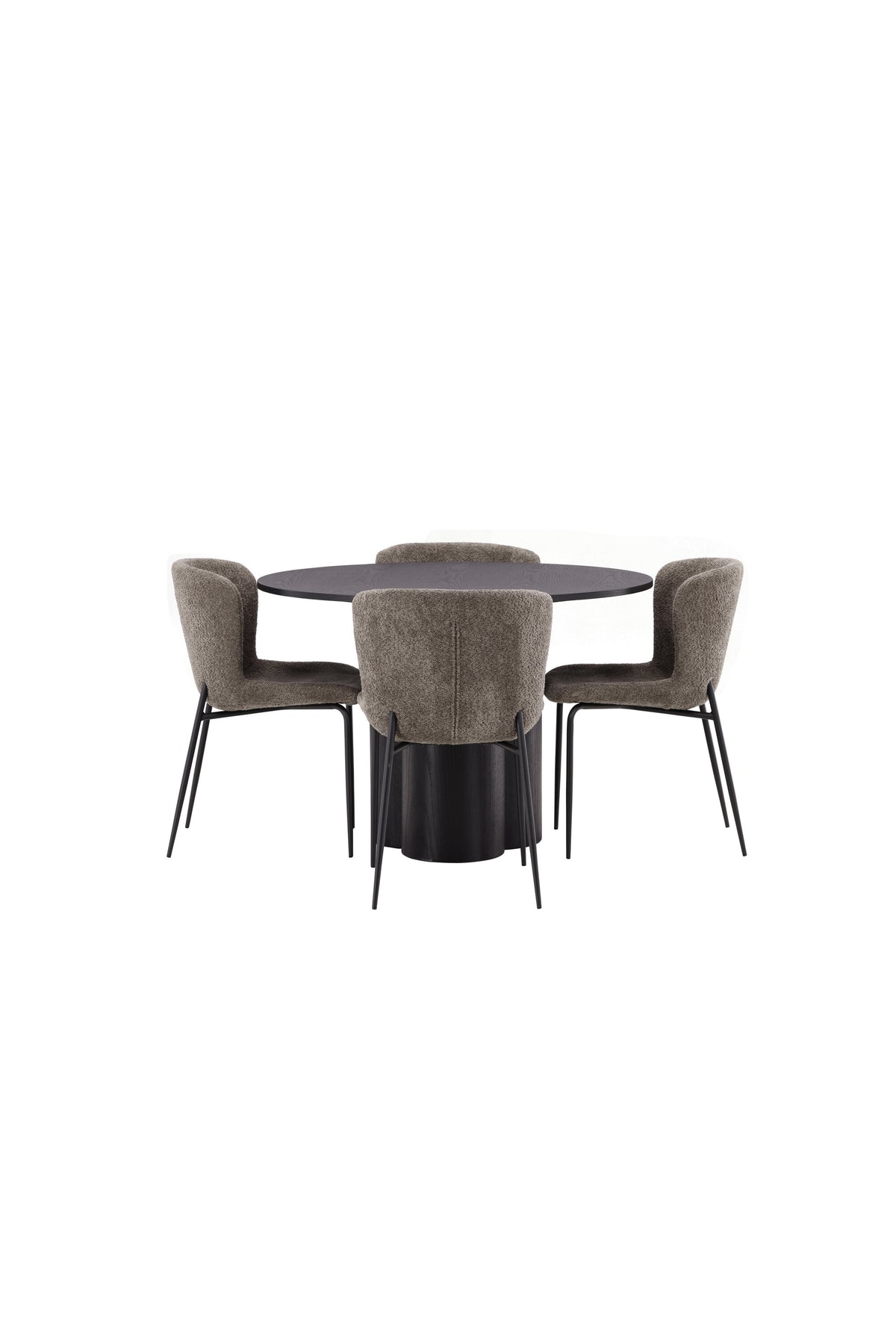 Olivia Esszimmer Set + Modesto ⌀110cm/4St. in Schwarz / Beige / Grau präsentiert im Onlineshop von KAQTU Design AG. Esszimmerset ist von Venture Home