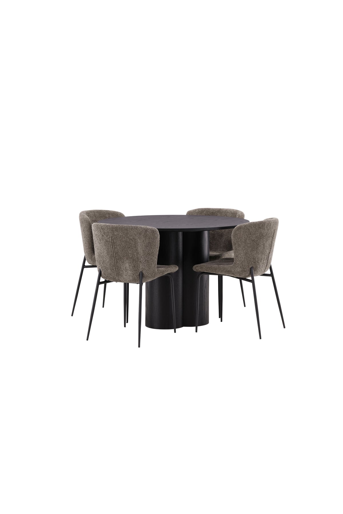 Olivia Esszimmer Set + Modesto ⌀110cm/4St. in Schwarz / Beige / Grau präsentiert im Onlineshop von KAQTU Design AG. Esszimmerset ist von Venture Home