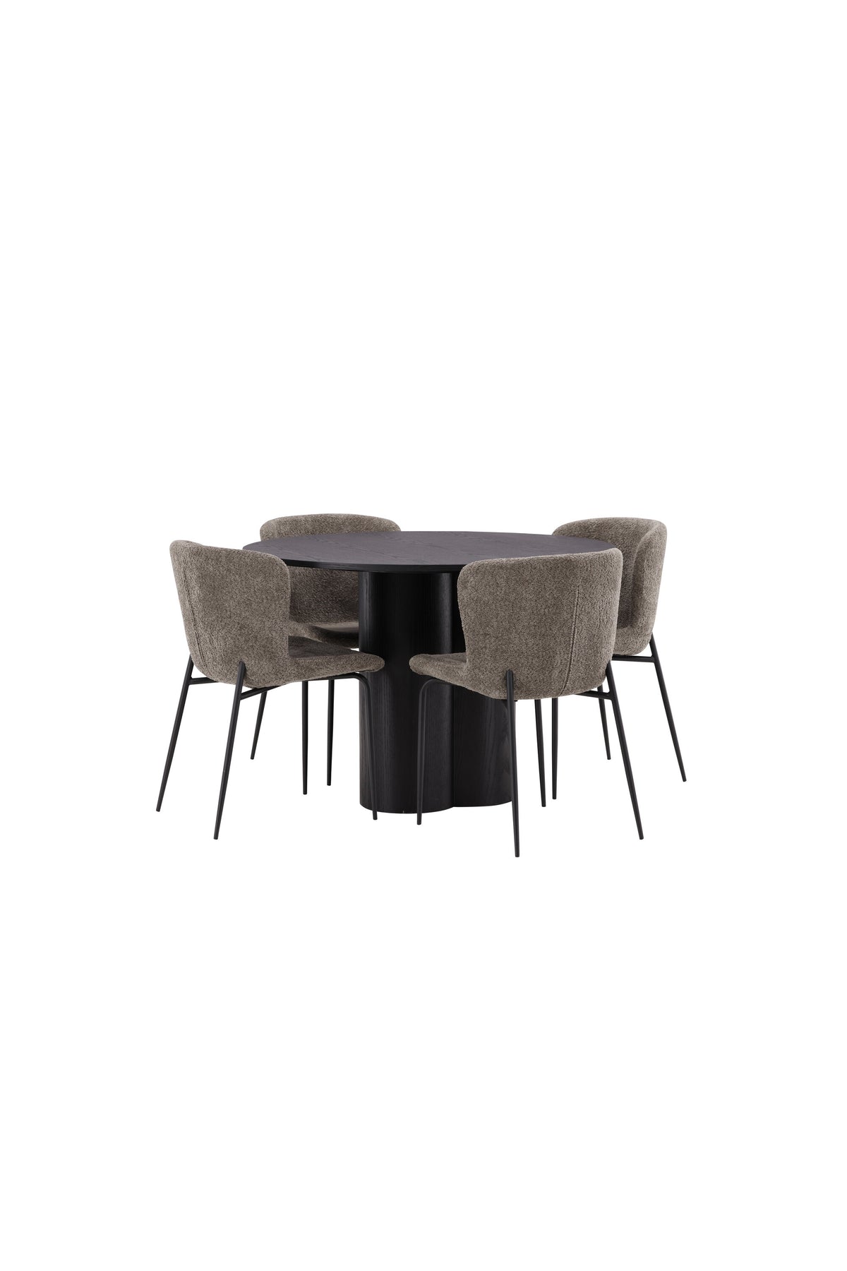 Olivia Esszimmer Set + Modesto ⌀110cm/4St. in Schwarz / Beige / Grau präsentiert im Onlineshop von KAQTU Design AG. Esszimmerset ist von Venture Home
