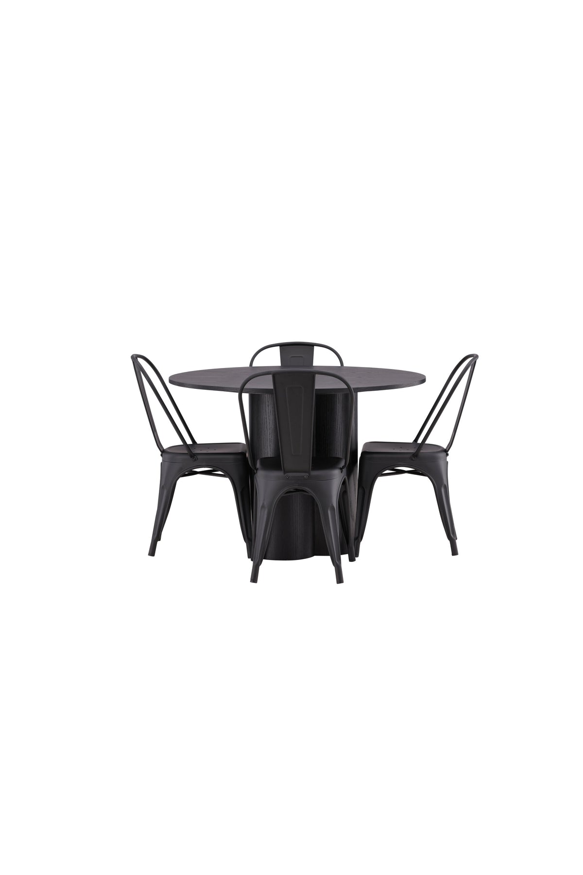 Olivia Esszimmer Set + Tempe ⌀110cm/4St. in Schwarz präsentiert im Onlineshop von KAQTU Design AG. Esszimmerset ist von Venture Home