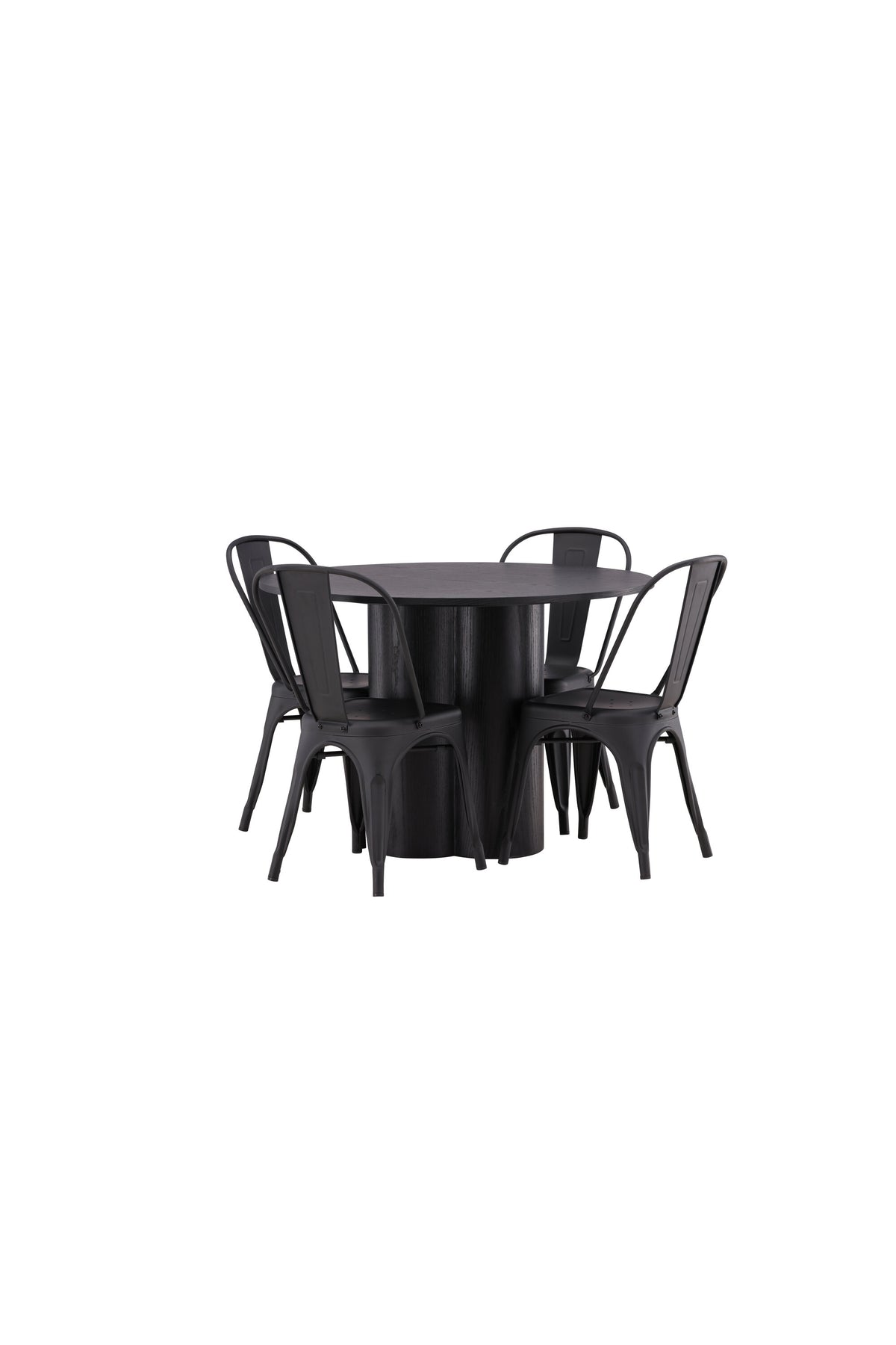 Olivia Esszimmer Set + Tempe ⌀110cm/4St. in Schwarz präsentiert im Onlineshop von KAQTU Design AG. Esszimmerset ist von Venture Home