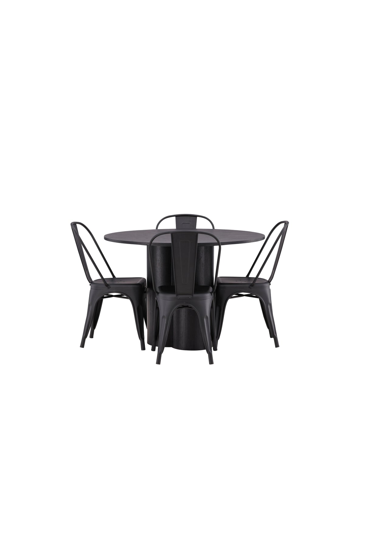 Olivia Esszimmer Set + Tempe ⌀110cm/4St. in Schwarz präsentiert im Onlineshop von KAQTU Design AG. Esszimmerset ist von Venture Home