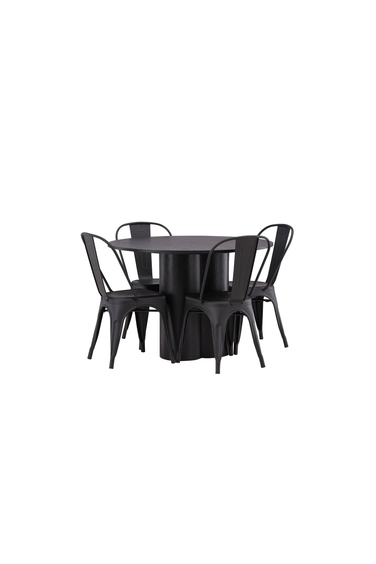 Olivia Esszimmer Set + Tempe ⌀110cm/4St. in Schwarz präsentiert im Onlineshop von KAQTU Design AG. Esszimmerset ist von Venture Home