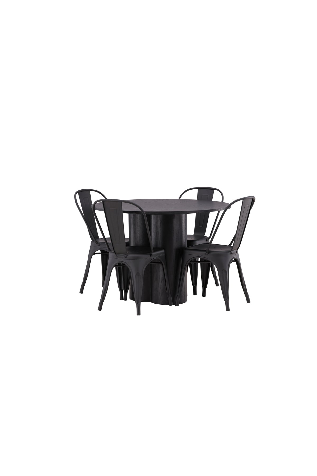 Olivia Esszimmer Set + Tempe ⌀110cm/4St. in Schwarz präsentiert im Onlineshop von KAQTU Design AG. Esszimmerset ist von Venture Home