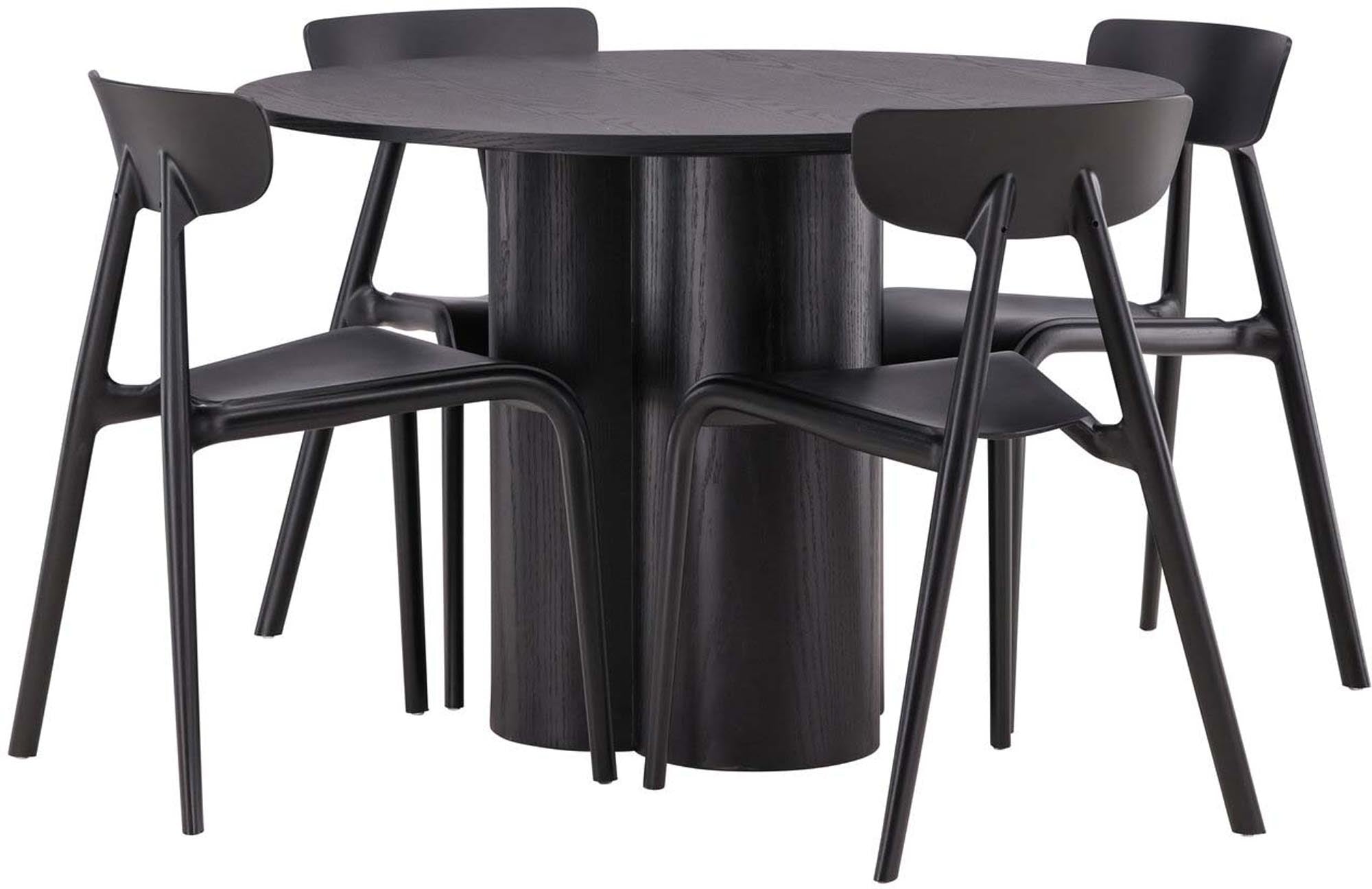 Modernes Esszimmer Set Olivia mit Ursholmen Tisch ⌀110cm und 4 stilvollen Stühlen. Ideal für gemütliche Familienessen und elegantes Ambiente.