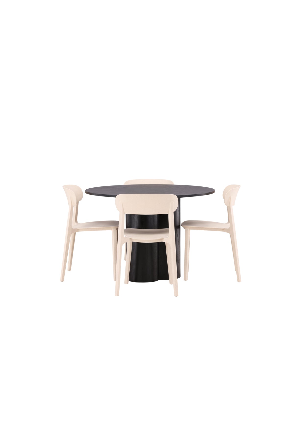 Olivia Esszimmer Set + Astol ⌀110cm/4St. in Schwarz / Beige präsentiert im Onlineshop von KAQTU Design AG. Esszimmerset ist von Venture Home