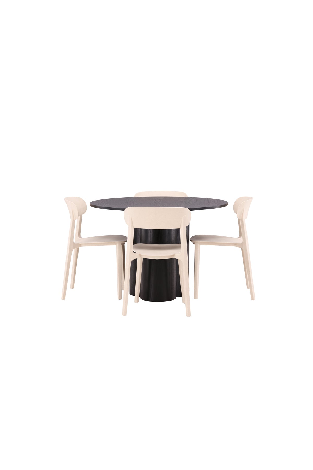 Olivia Esszimmer Set + Astol ⌀110cm/4St. in Schwarz / Beige präsentiert im Onlineshop von KAQTU Design AG. Esszimmerset ist von Venture Home