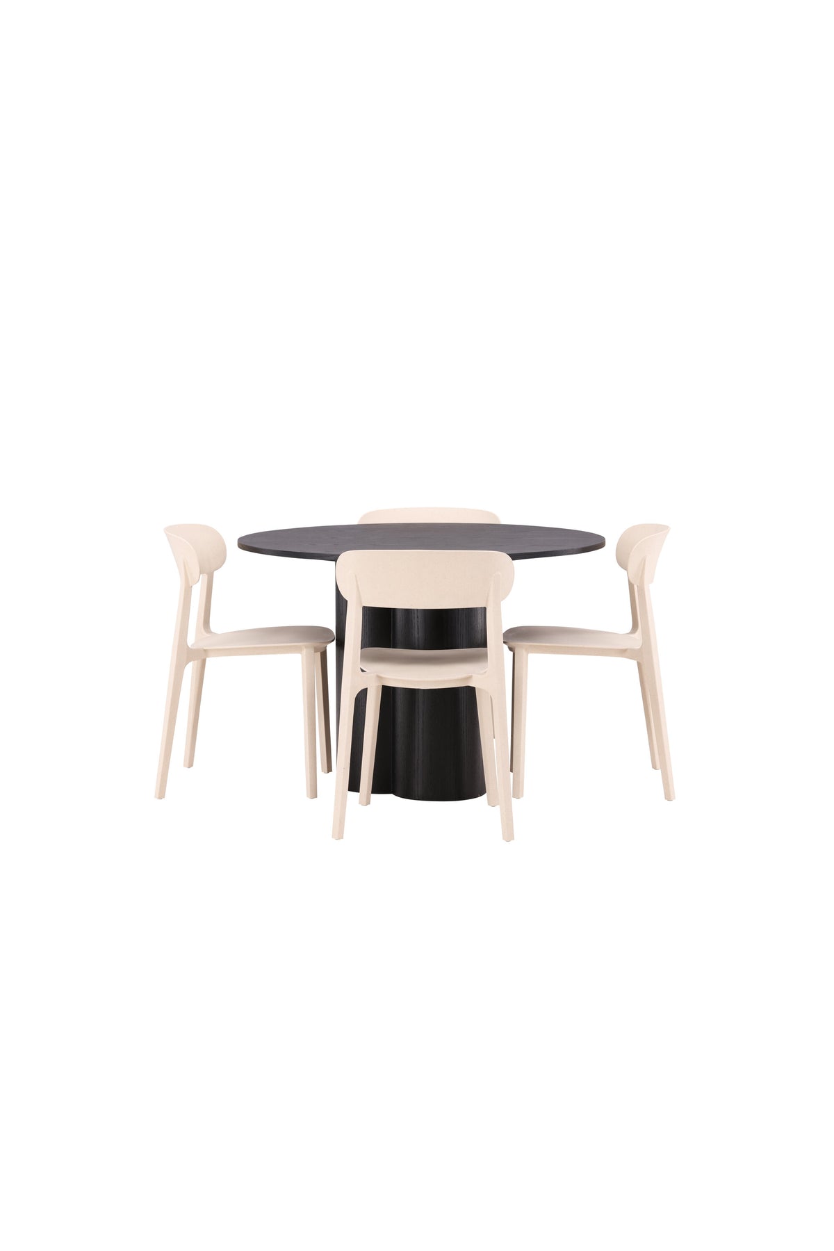 Olivia Esszimmer Set + Astol ⌀110cm/4St. in Schwarz / Beige präsentiert im Onlineshop von KAQTU Design AG. Esszimmerset ist von Venture Home