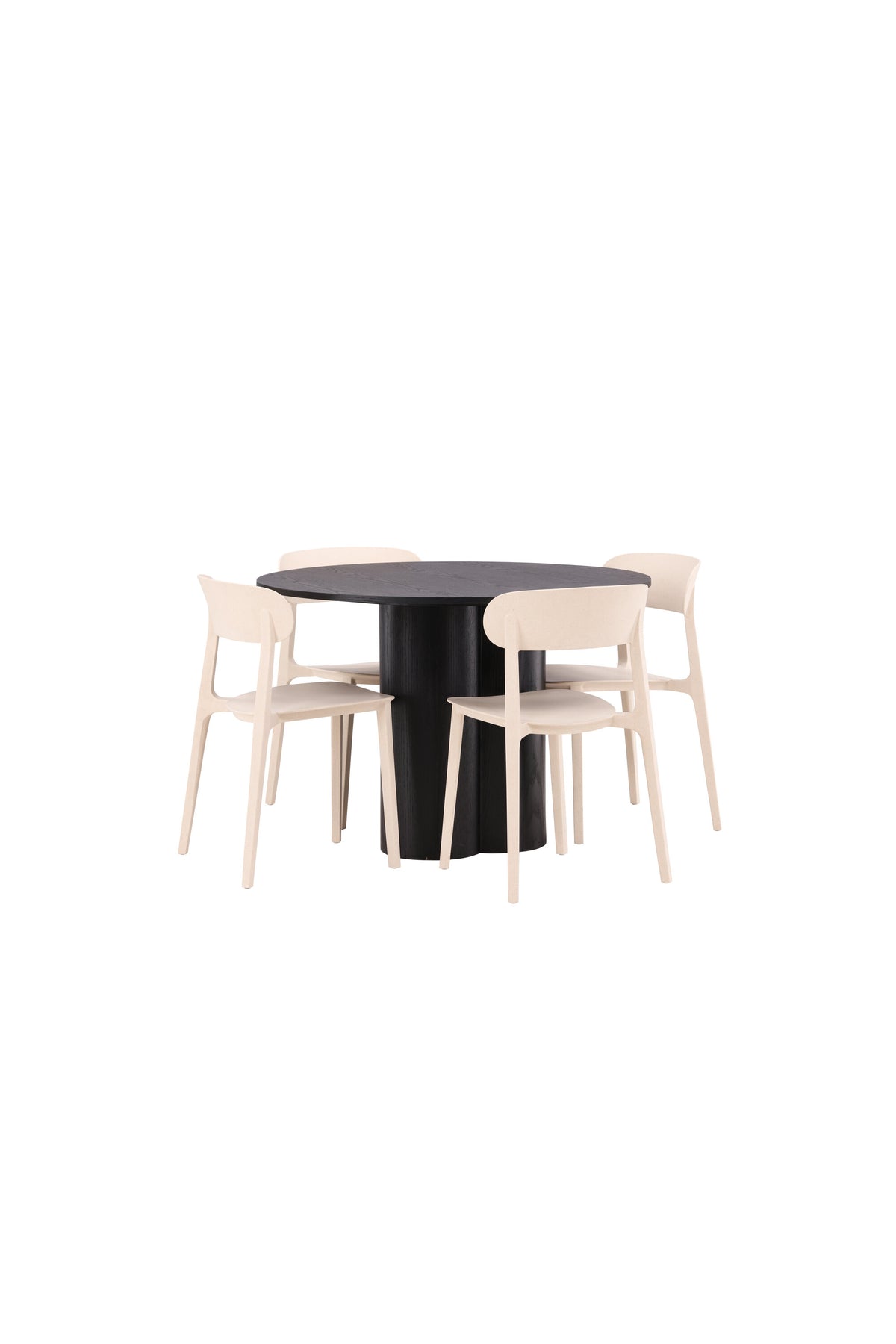 Olivia Esszimmer Set + Astol ⌀110cm/4St. in Schwarz / Beige präsentiert im Onlineshop von KAQTU Design AG. Esszimmerset ist von Venture Home