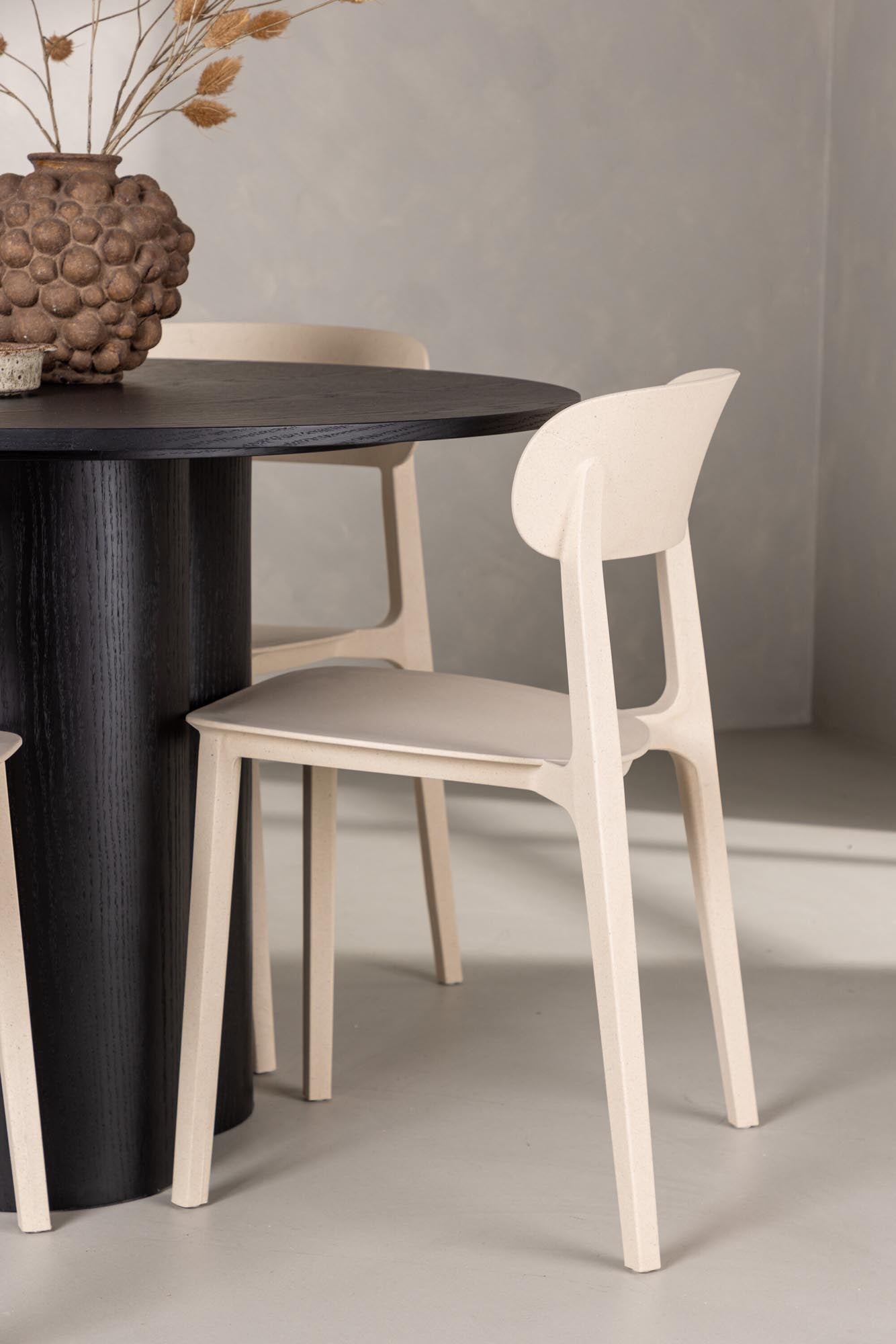 Entdecken Sie das Olivia Esszimmer Set mit Astol Tisch (Ø110cm) und 4 stilvollen Stühlen von Venture Home – perfekt für gemütliche Essensrunden!