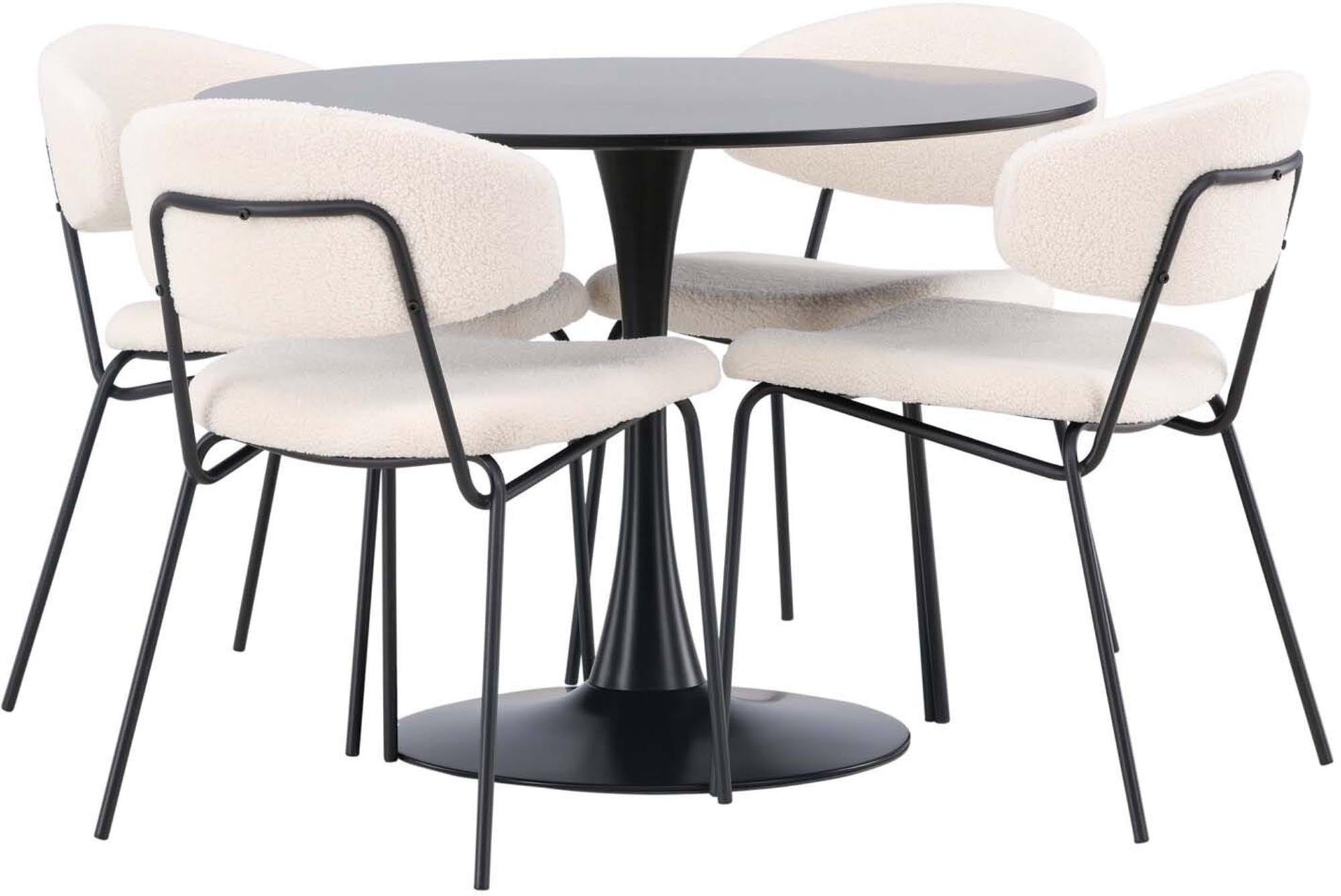 Stilvolles Glade Esszimmerset mit rundem Tisch und 4 Stühlen.