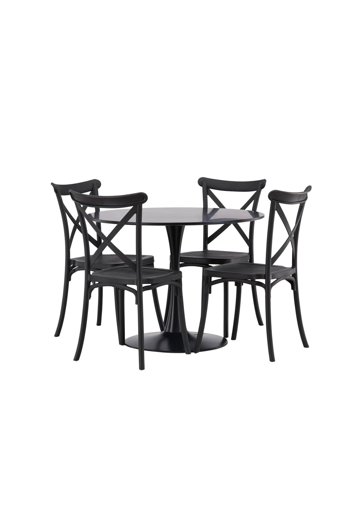 Glade Esszimmerset + Crosette ⌀100cm/4St. in Schwarz präsentiert im Onlineshop von KAQTU Design AG. Esszimmerset ist von Venture Home