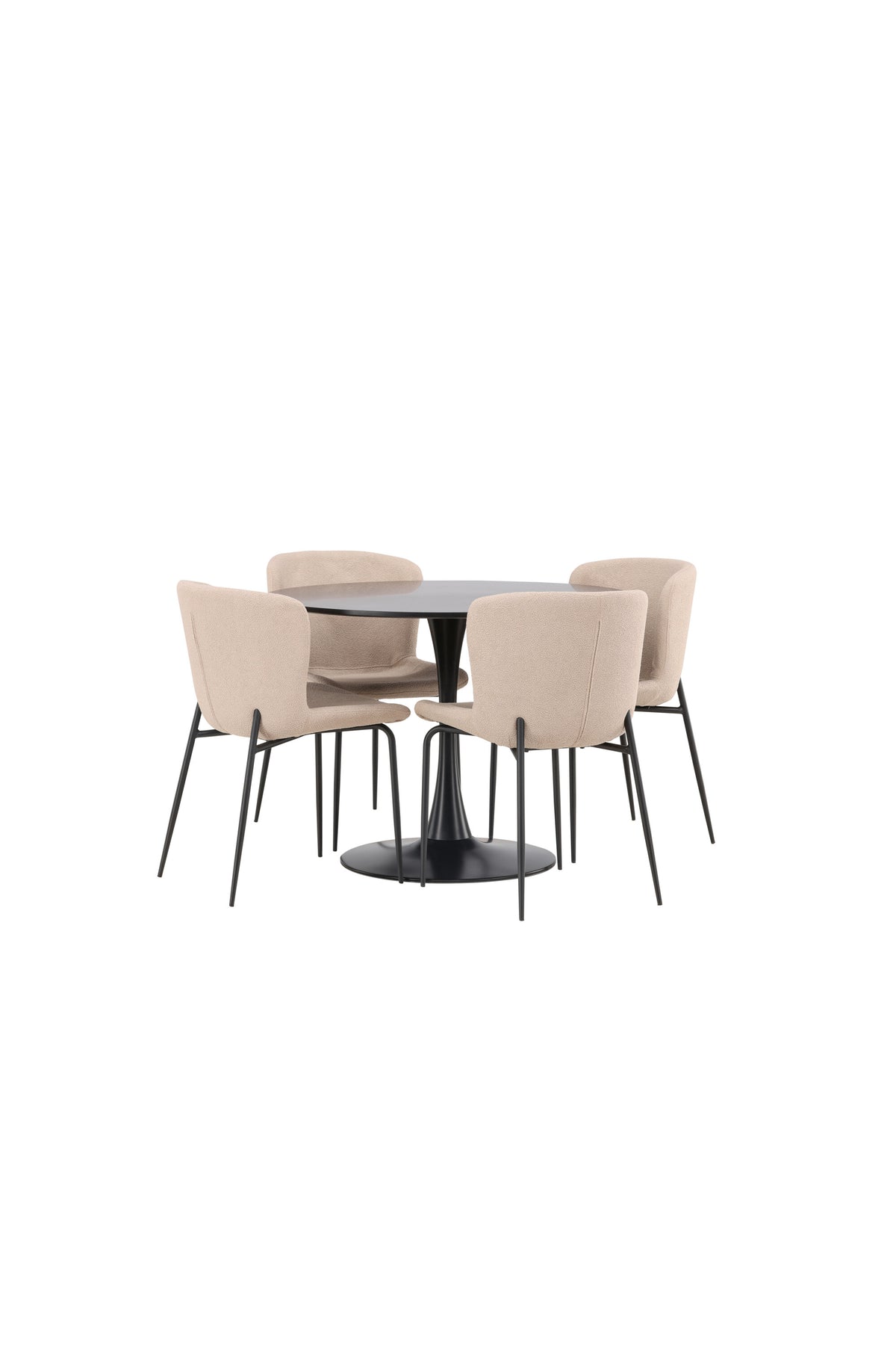 Glade Esszimmerset + Modesto ⌀100cm/4St. in Beige, Schwarz präsentiert im Onlineshop von KAQTU Design AG. Esszimmerset ist von Venture Home
