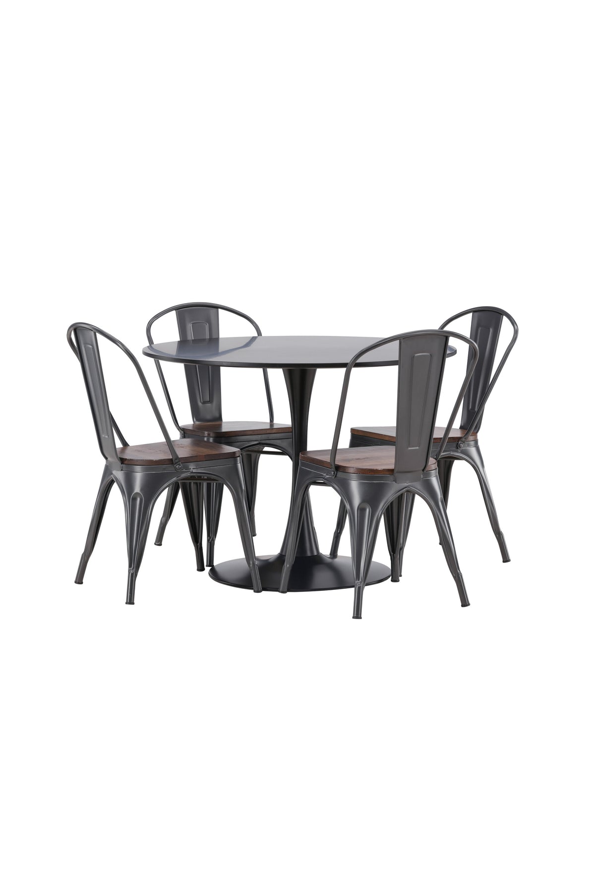 Glade Esszimmerset + Tempe ⌀100cm/4St. in Dunkelgrau, Walnuss präsentiert im Onlineshop von KAQTU Design AG. Esszimmerset ist von Venture Home