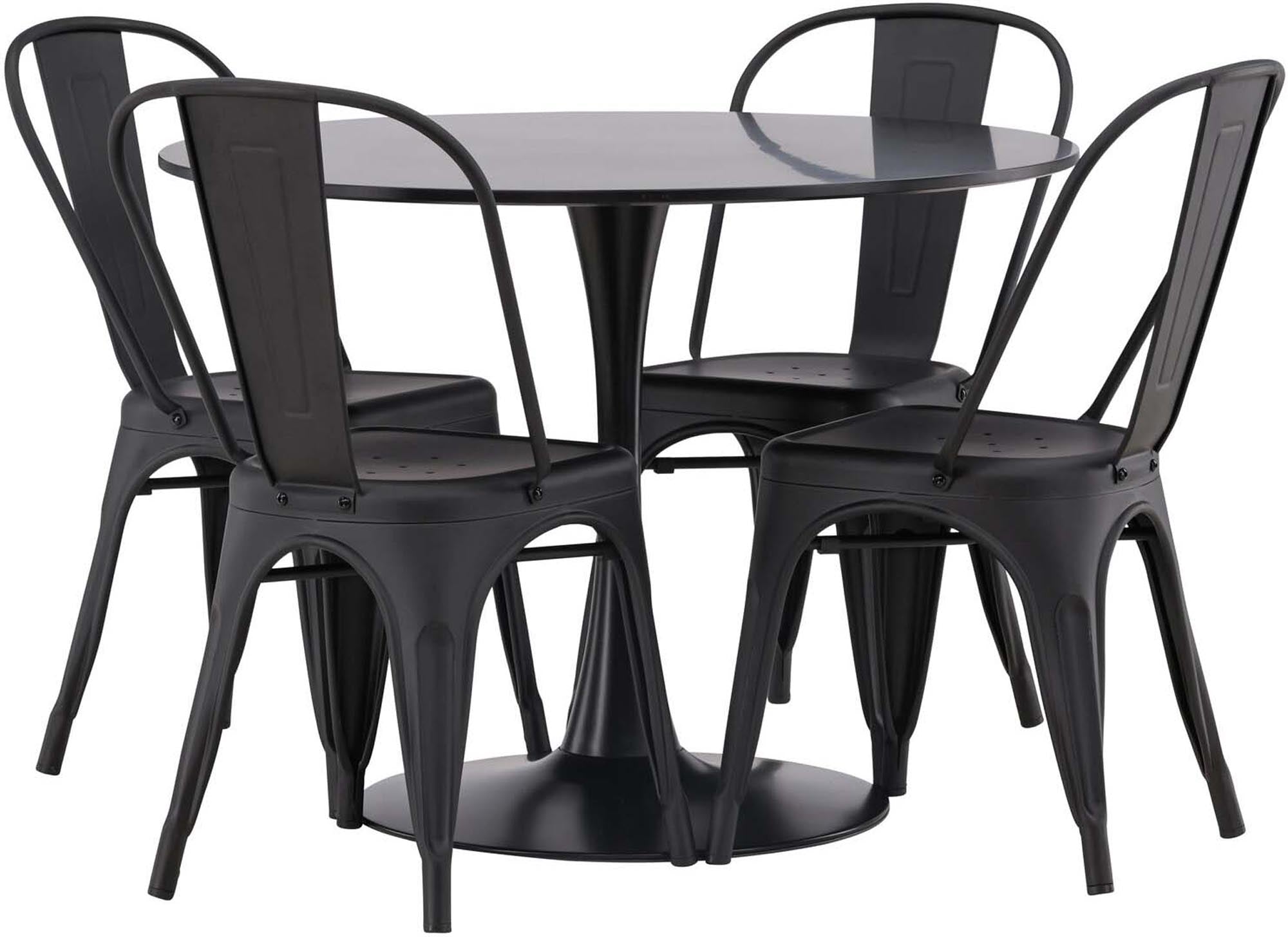 Modernes Glade Esszimmerset: Tempe Tisch 100cm mit 4 Stühlen.