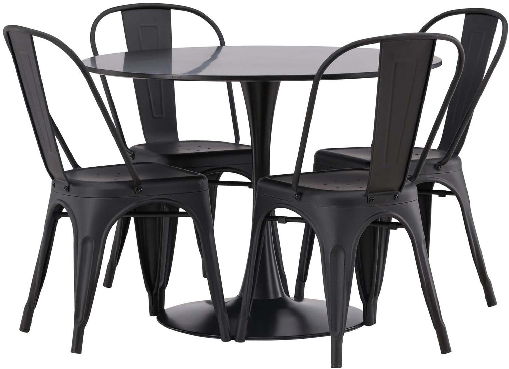 Stylisches Glade Esszimmerset von Venture Home: 100cm Tisch und 4 elegante Tempe Stühle für ein modernes, skandinavisches Ambiente.