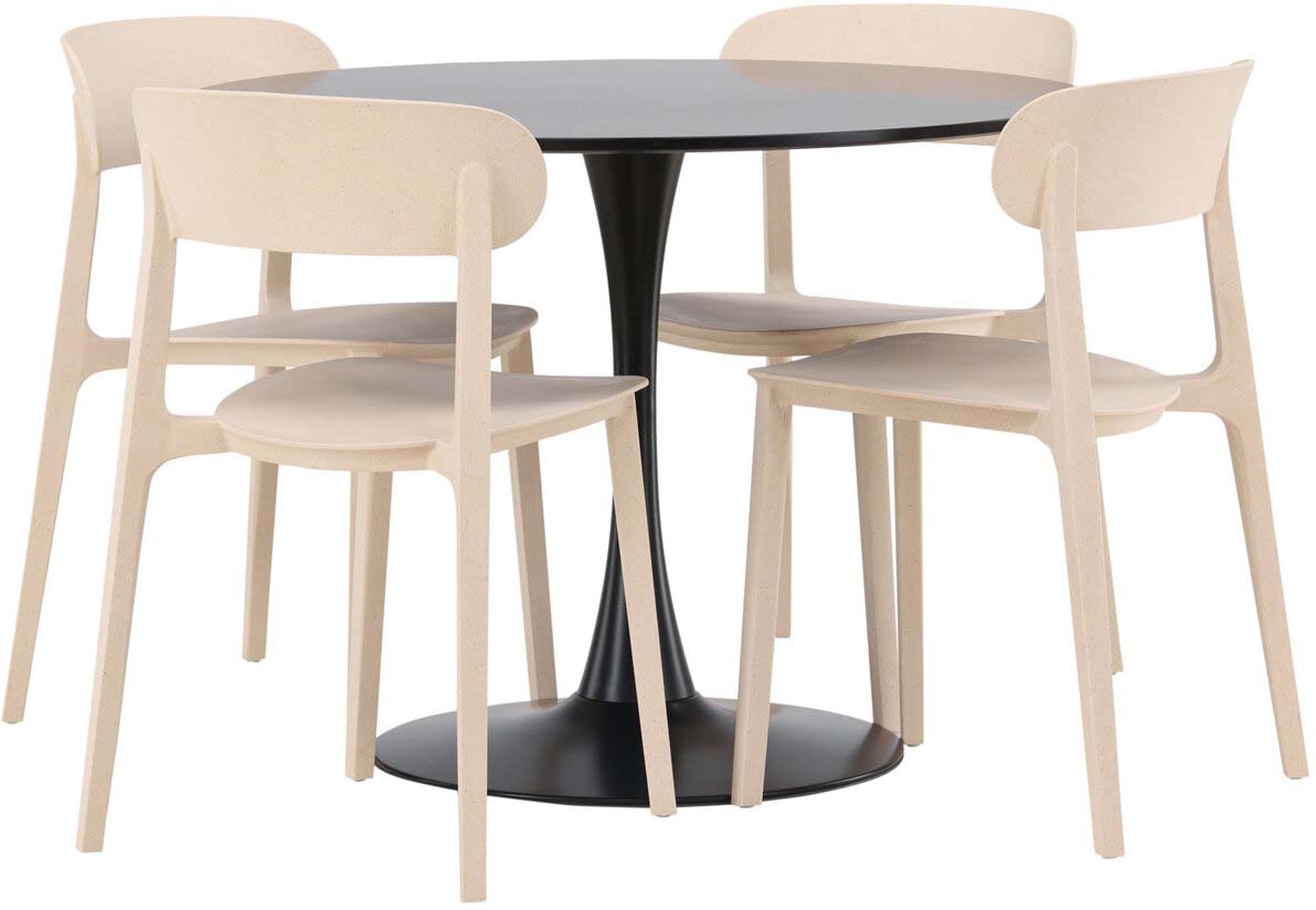 Elegantes Glade Esszimmerset mit Astol Tisch, 100cm, 4 Stühle.