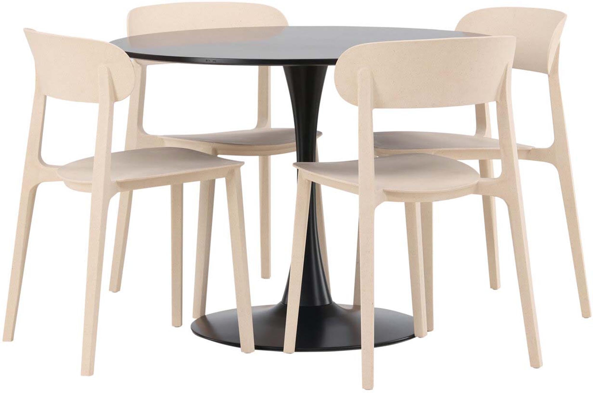 Elegantes Glade Esszimmerset mit Astol Tisch, 100cm, 4 Stühle.