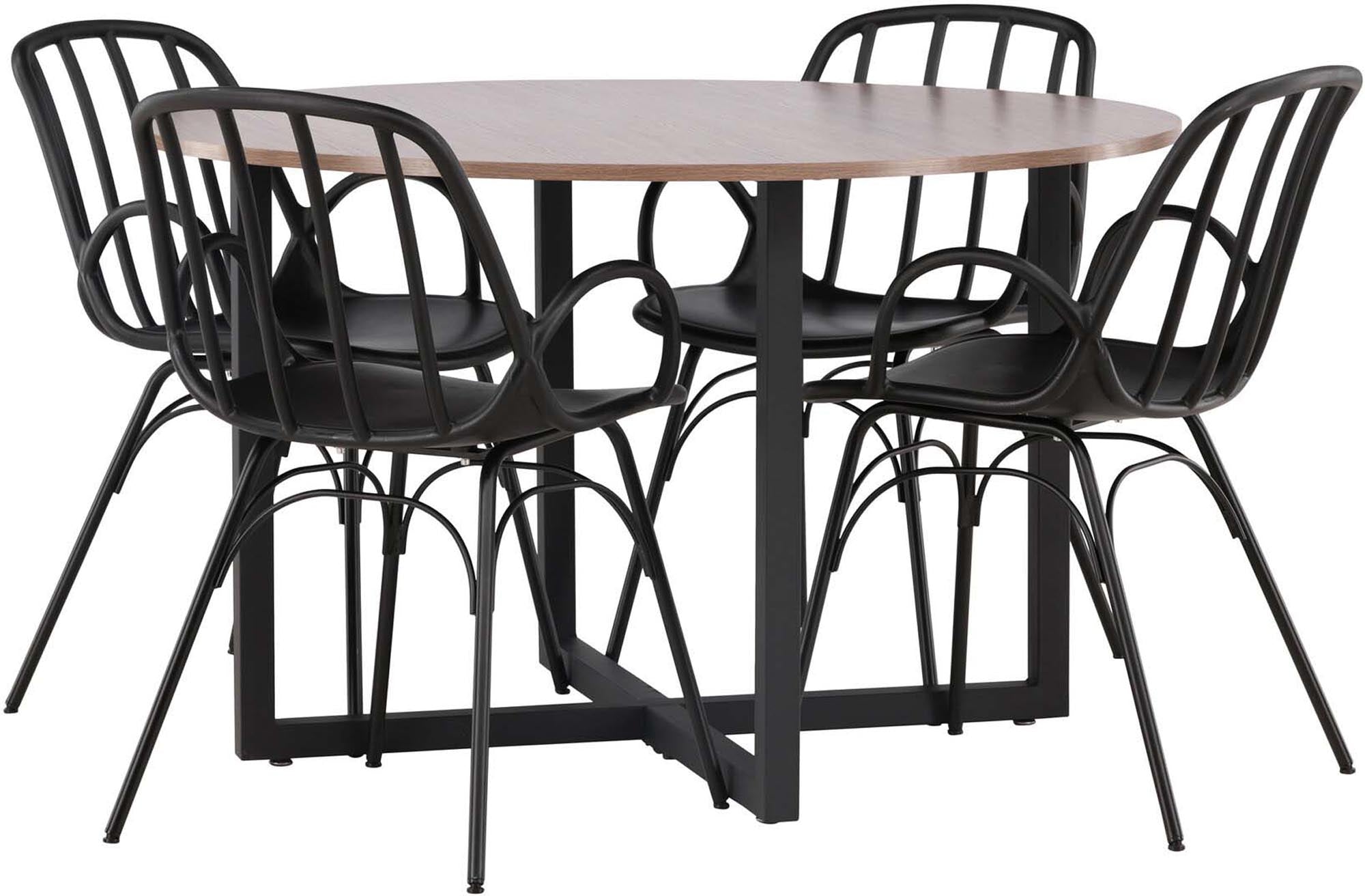 Modernes Esszimmerset Durango + Dyrön, 120 cm, mit stilvollem Tisch und bequemen Stühlen für unvergessliche Essmomente.