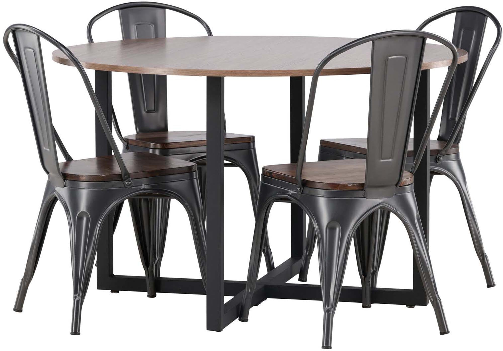 Elegantes Esszimmerset Durango + Tempe mit 120 cm Tisch und 4 Stühlen. Perfekt für stilvolle Dinner und platzsparende Lösungen.