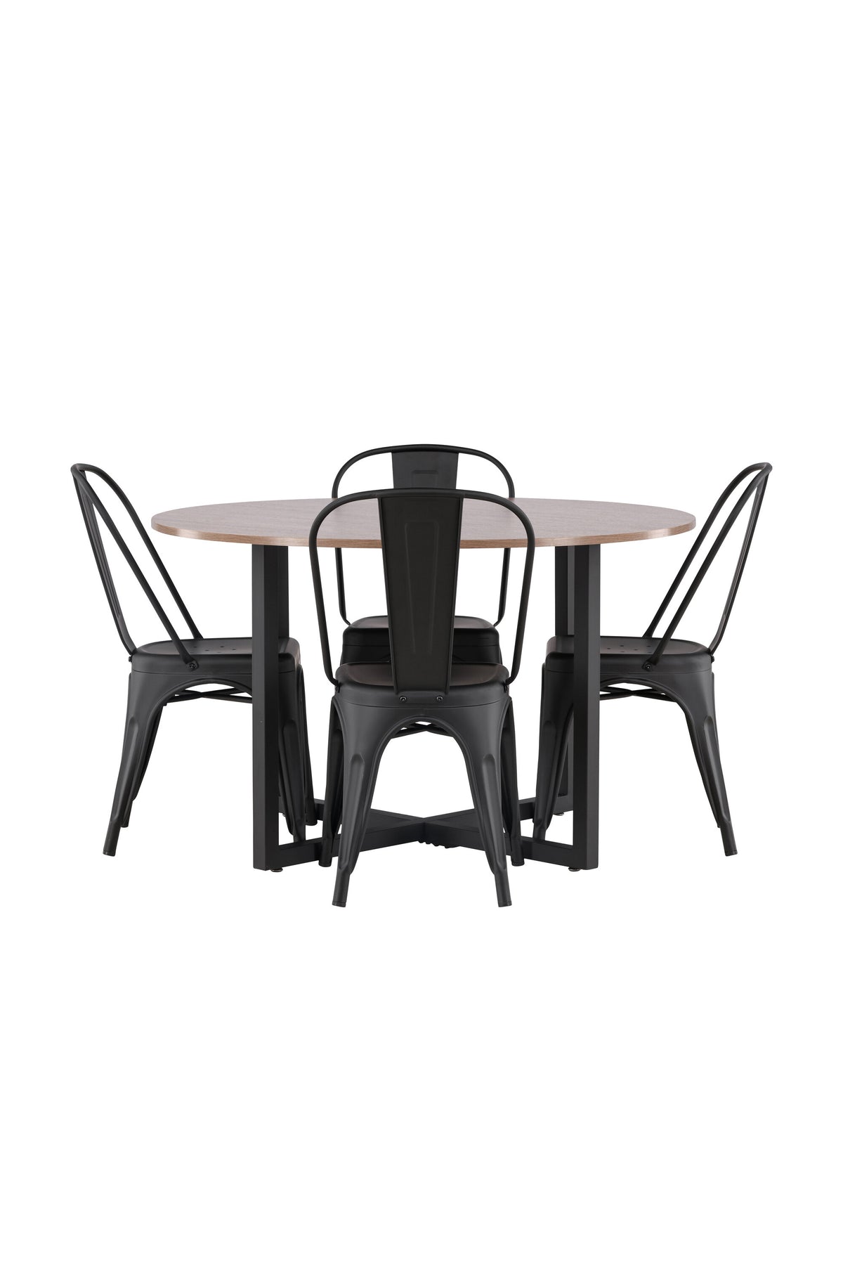 Durango Esszimmerset + Tempe ⌀120cm/4St. in Schwarz präsentiert im Onlineshop von KAQTU Design AG. Esszimmerset ist von Venture Home