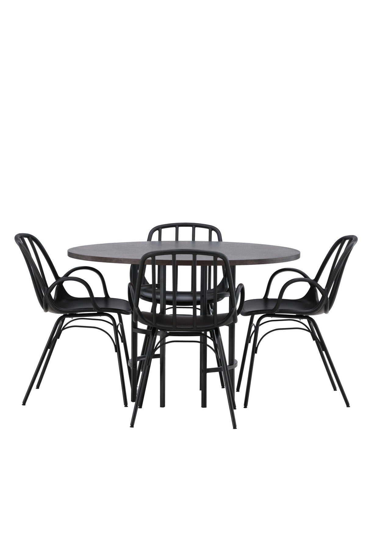 Copenhagen Esszimmerset + Dyrön ⌀115cm/4St. in Schwarz präsentiert im Onlineshop von KAQTU Design AG. Esszimmerset ist von Venture Home