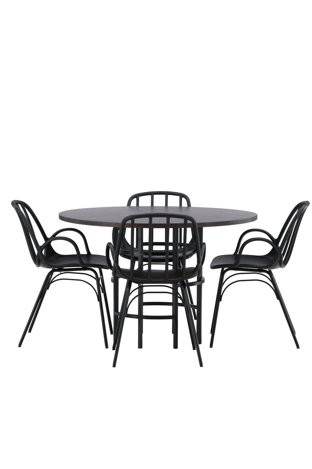Copenhagen Esszimmerset + Dyrön ⌀115cm/4St. in Schwarz präsentiert im Onlineshop von KAQTU Design AG. Esszimmerset ist von Venture Home