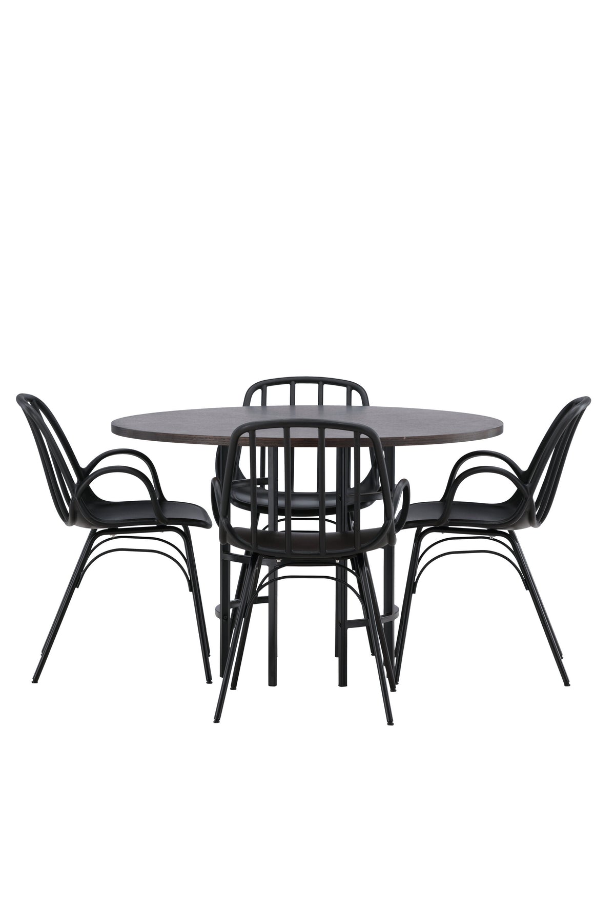 Copenhagen Esszimmerset + Dyrön ⌀115cm/4St. in Schwarz präsentiert im Onlineshop von KAQTU Design AG. Esszimmerset ist von Venture Home